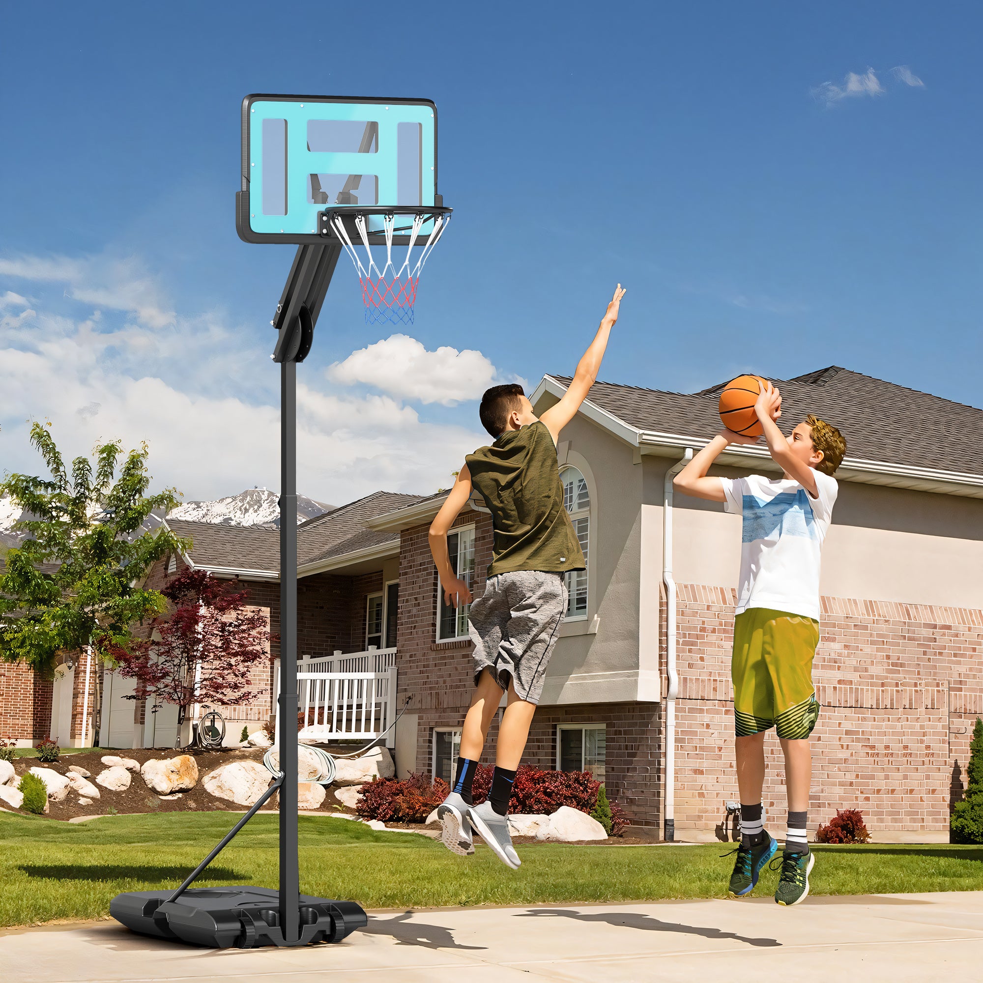 SPORTNOW Fully Adjustable Basketball Hoop Outdoor, 146-236cm Basketball Hoop and Stand with Weighted Base and Shatterproof Backboard, Portable on Wheels for Junior, Adults - North Peak Garden Furniture