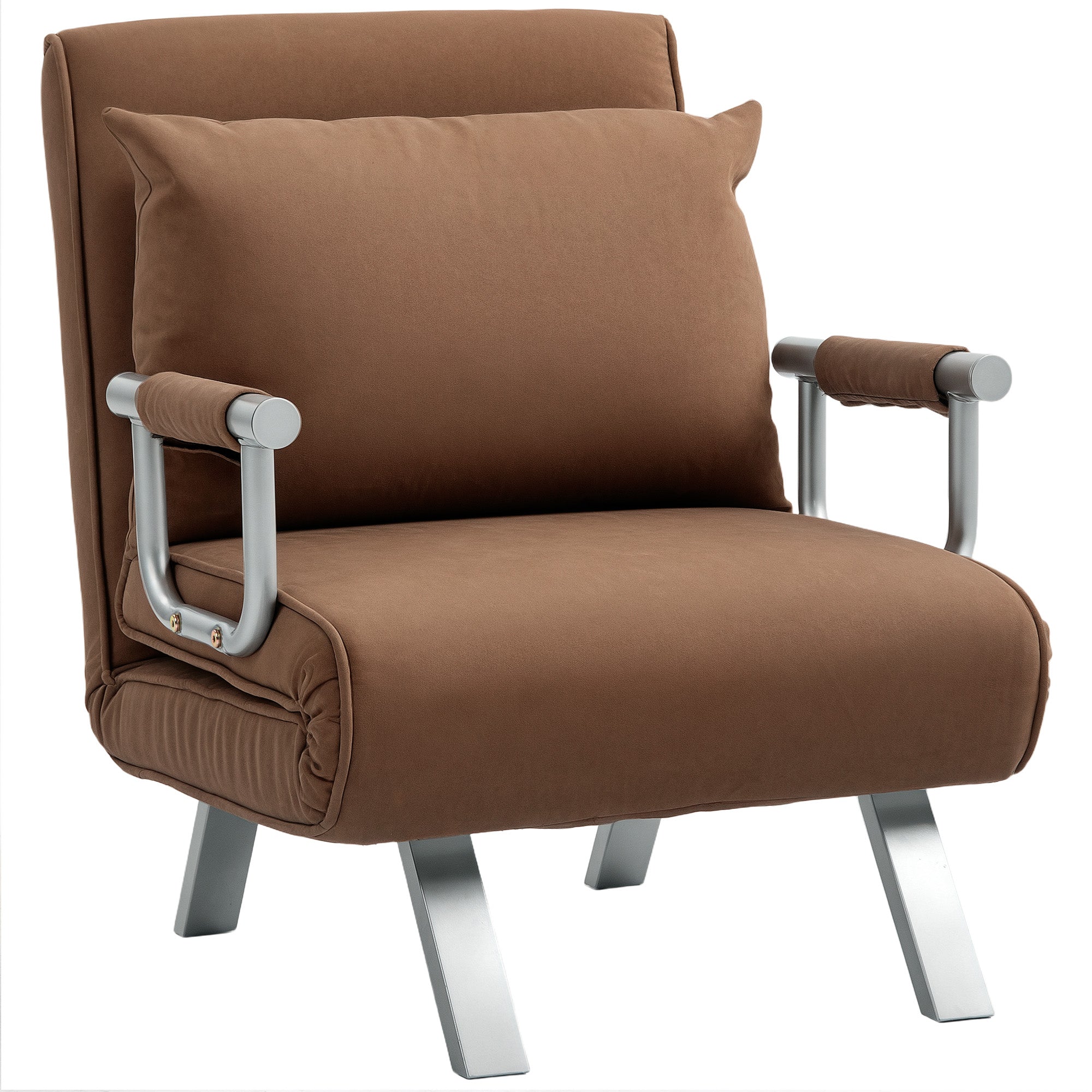 HOMCOM 4-in-1 Faux Suede Chair Bed - Coffee - North Peak Garden Furniture