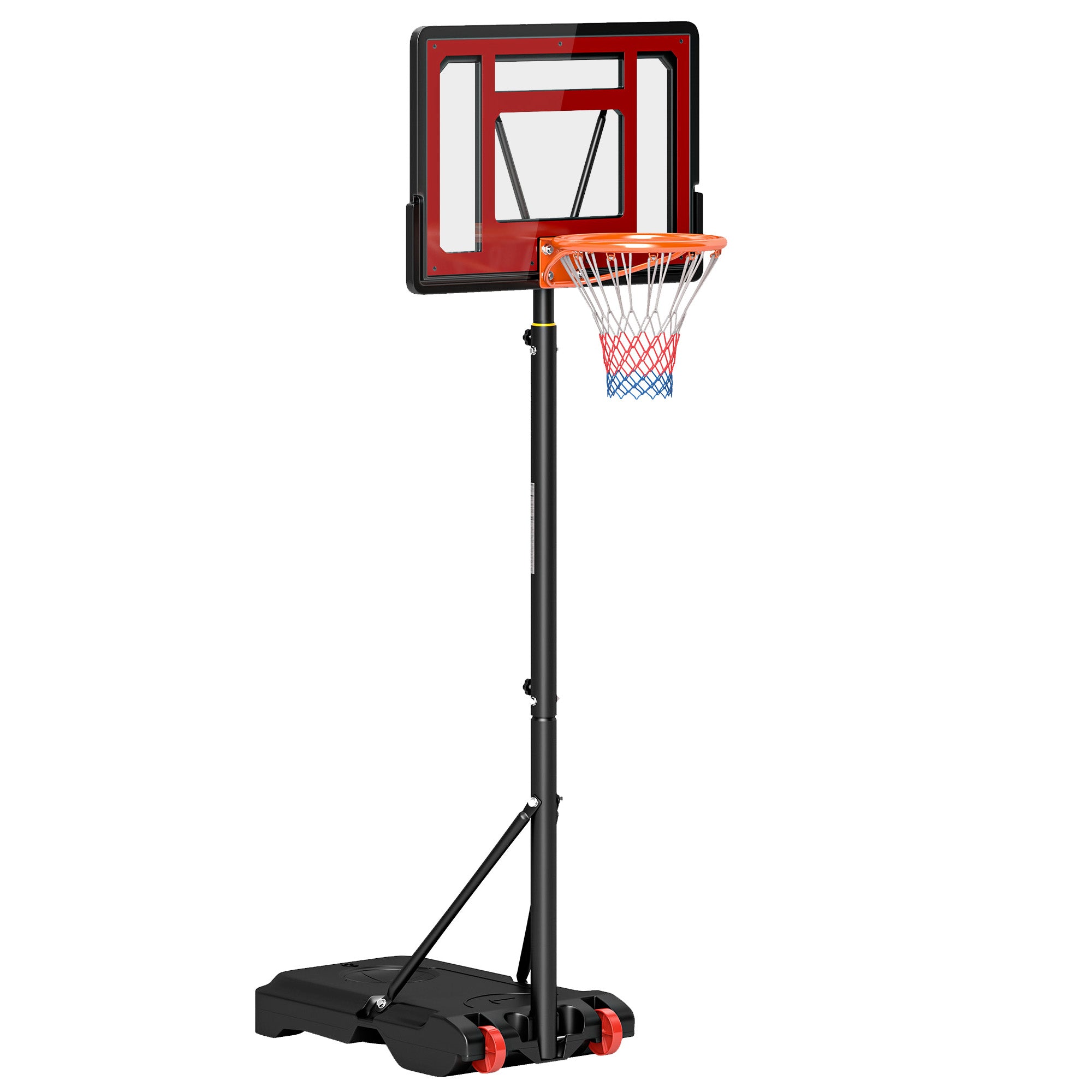 HOMCOM Portable Basketball Hoop Stand 160-210cm Adjustable Height Sturdy Rim Hoop w/ Large Wheels Stable Base & Net Free Standing - North Peak Garden Furniture