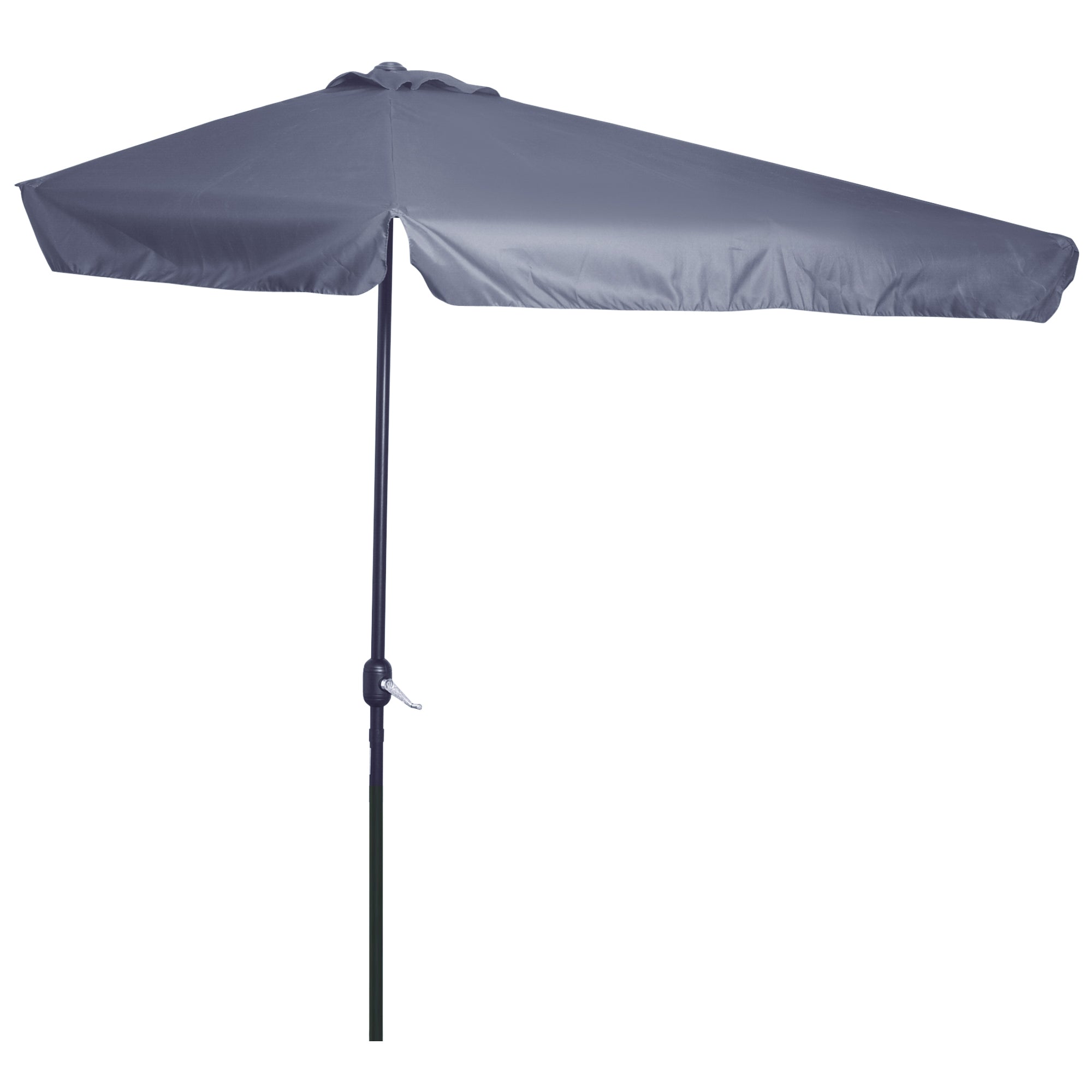 Outsunny 2.3m Half Parasol Semi Round Umbrella Patio Metal Frame Crank Handle for Balcony-- NO BASE INCLUDED, Grey - North Peak Garden Furniture
