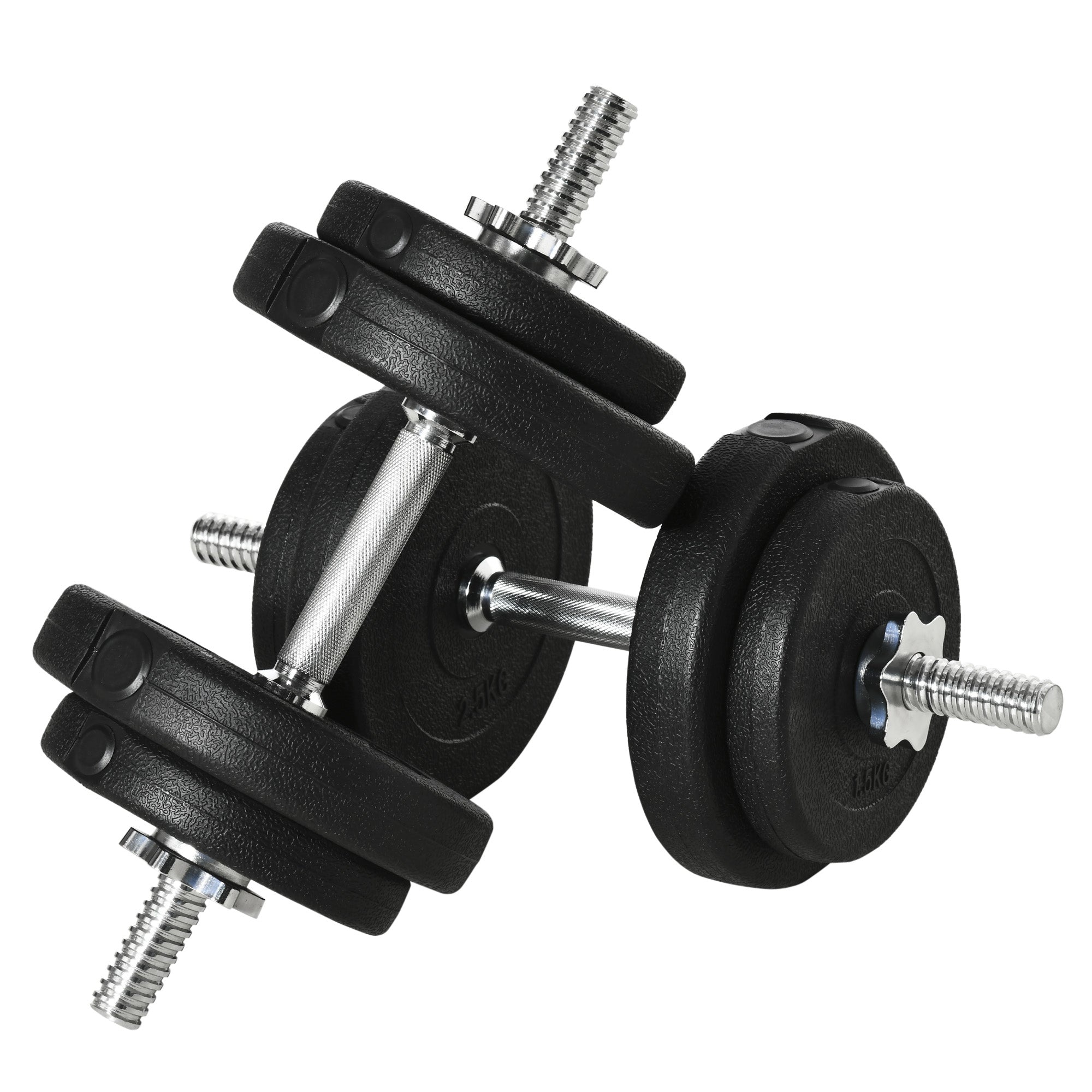 HOMCOM 20KG Adjustable Weights Dumbbells Set, Dumbbell Hand Weights for Home Office Gym Body Fitness Lifting Training, Black - North Peak Garden Furniture