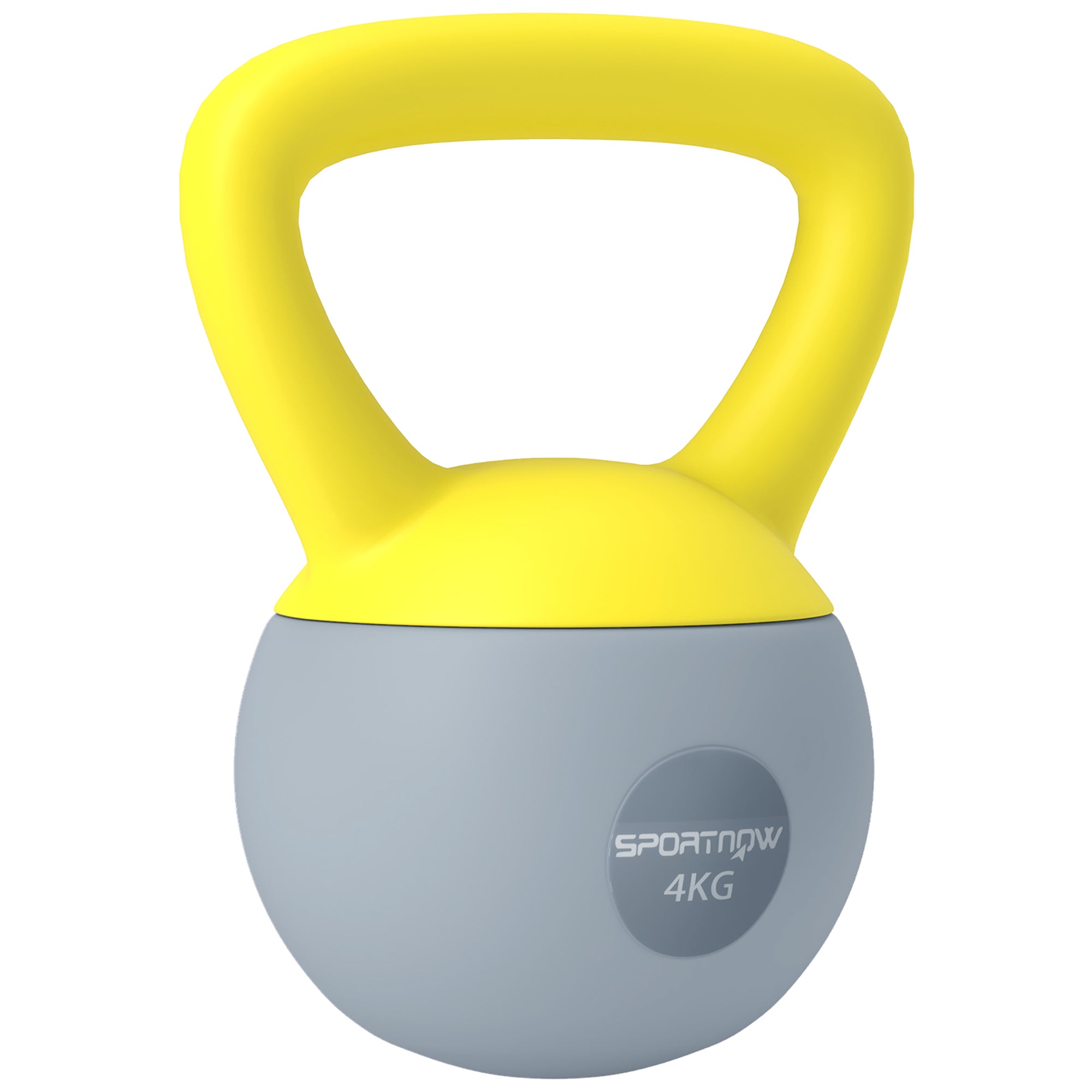 SPORTNOW Soft Kettlebell, 4kg Kettle Bell with Non-Slip Handle for Home Gym Weight Lifting and Strength Training, Yellow and Grey - North Peak Garden Furniture