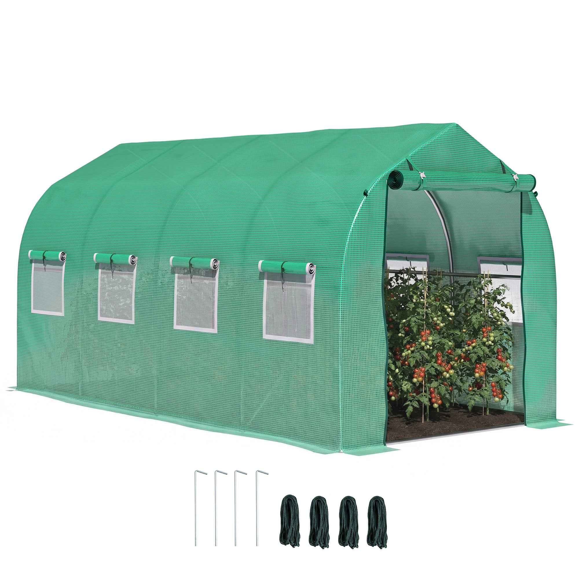 Outsunny Polytunnel Greenhouse with Windows and Door, Walk in Greenhouse for Garden, Backyard (4 x 2 M)