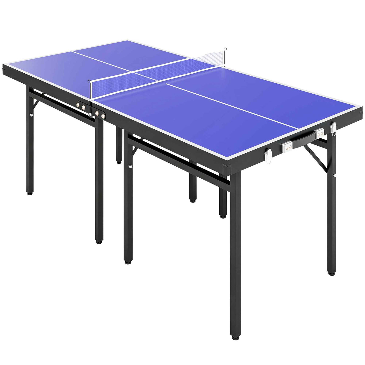 HOMCOM Folding 5ft Mini Compact Table Tennis Top Ping Pong Table Set Professional Net Games Sports Training Play Blue