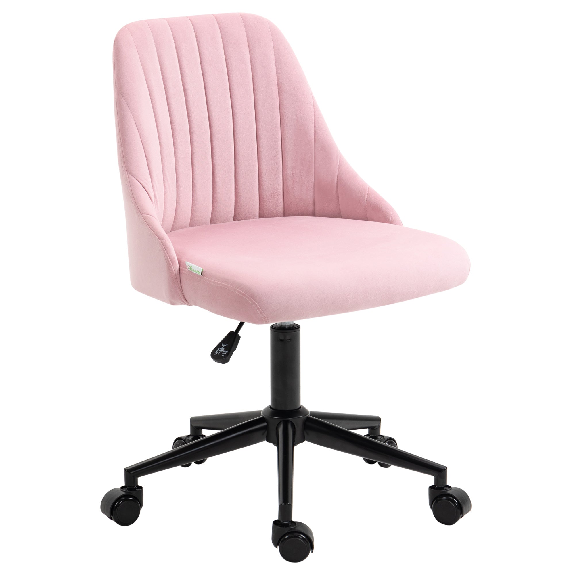 Vinsetto Velvet-Feel Armless Office Chair - Pink - North Peak Garden Furniture