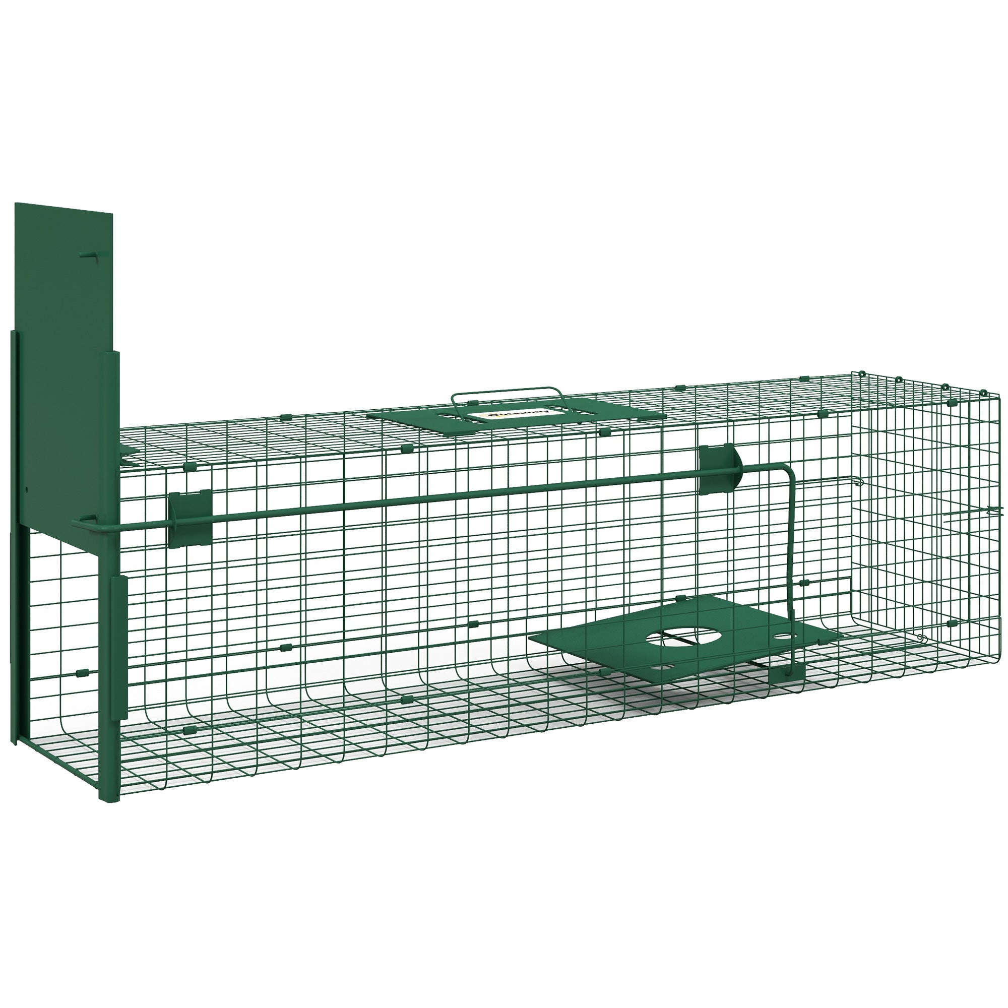 Outsunny Single Door Humane Rat Trap for Small Animals, Metal Outdoor and Indoor Squirrel Trap for Mice, Cats, Rabbits, 100 X 25 X 28cm, Dark Green - North Peak Garden Furniture