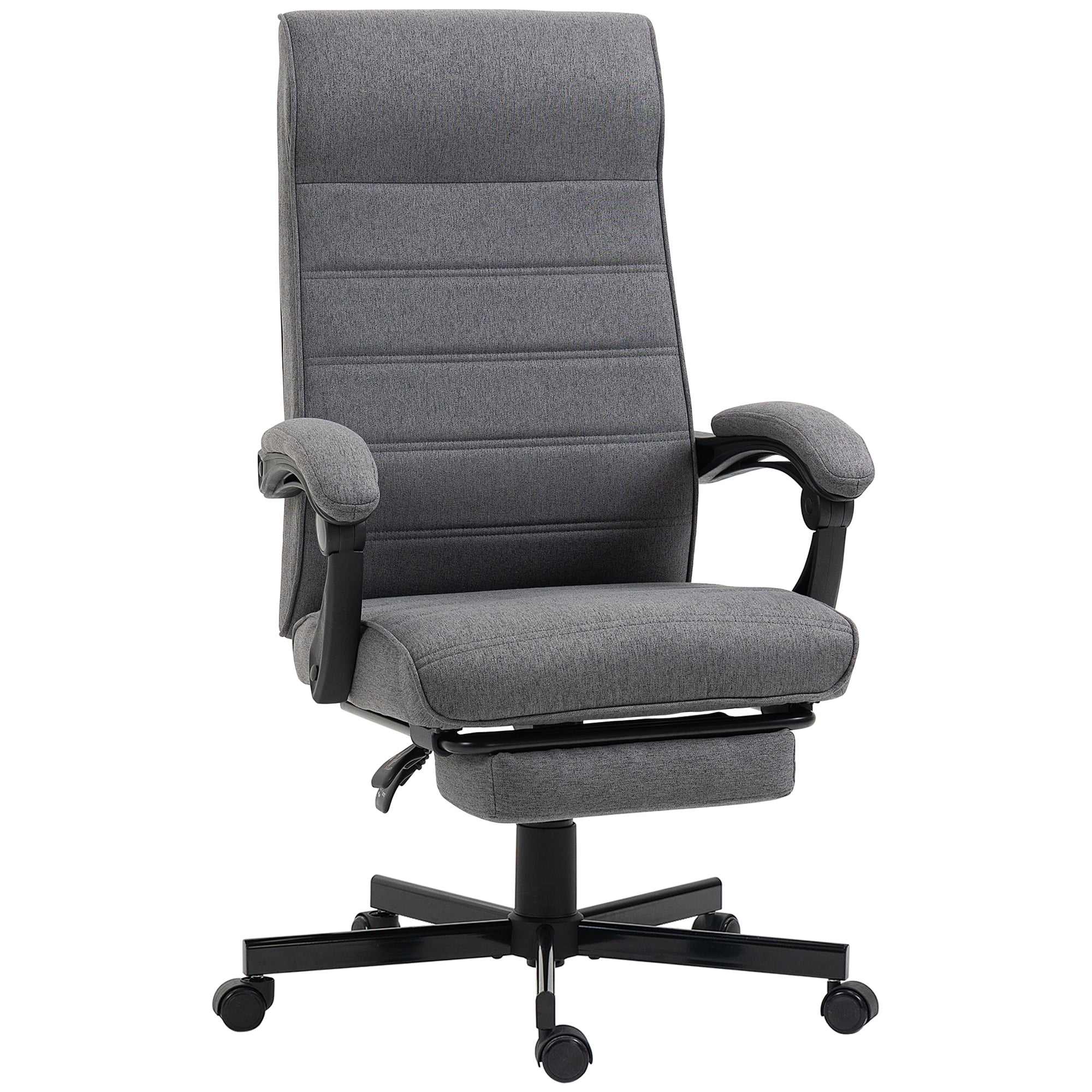 Vinsetto Office Chair, Computer Desk Chair, Fabric Swivel Chair with Adjustable Height and Rolling Wheels for Home Office Work Study, Grey - North Peak Garden Furniture