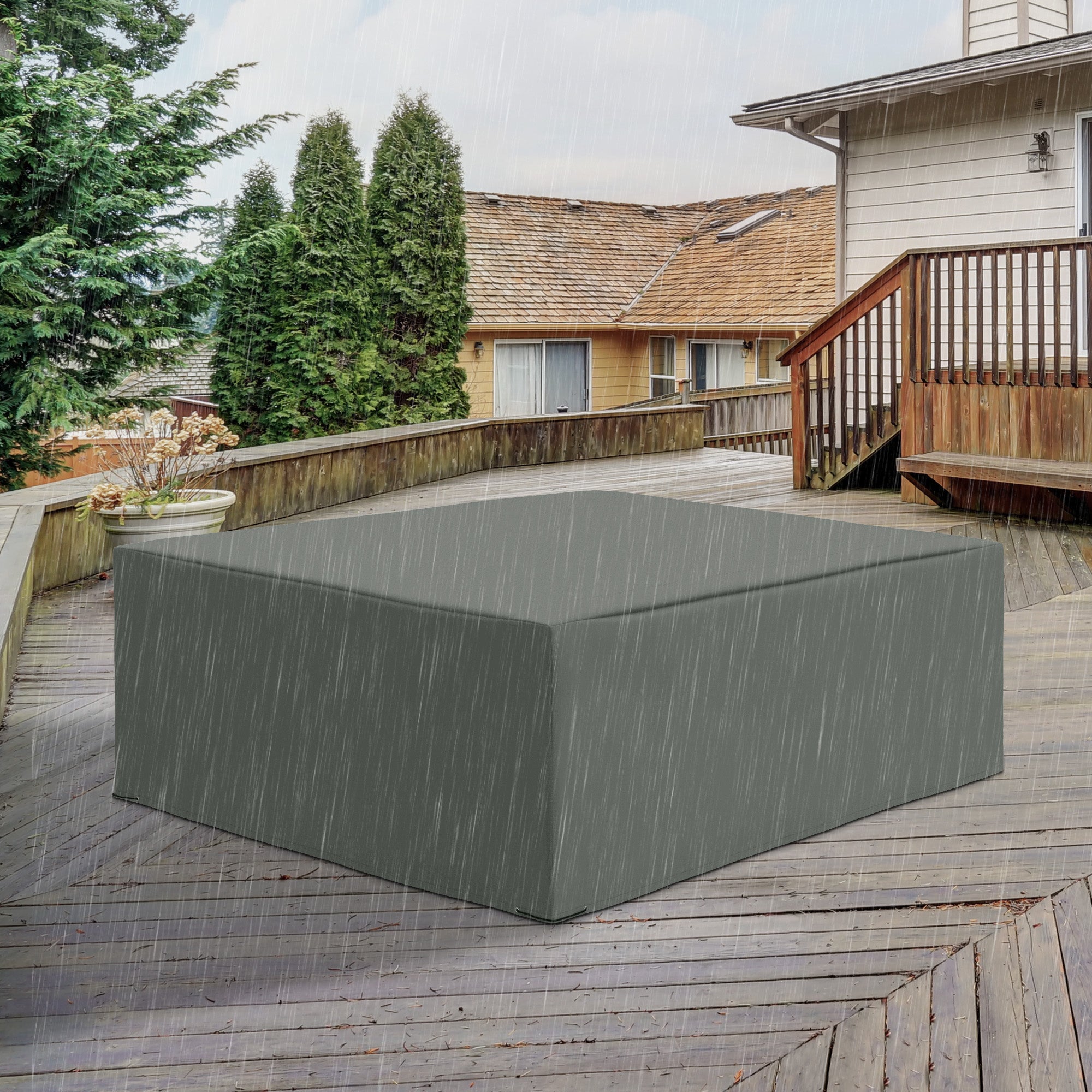 Outsunny 600D Oxford Patio Garden Furniture Dining Table Chair Set Cover Water Protector Waterproof Anti-UV 275L x205W x 90Hcm – Grey - North Peak Garden Furniture