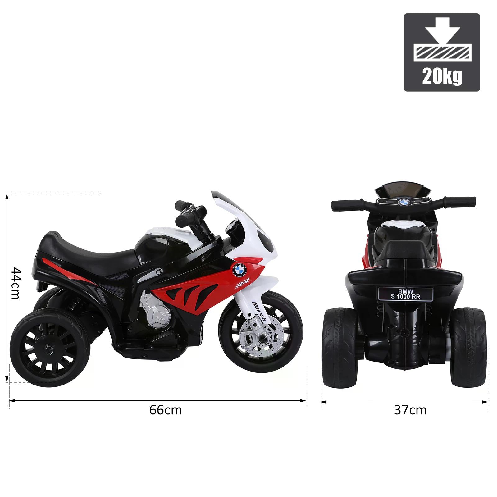HOMCOM Electric Motorbike for Kids Ride on BMW Motorbike W/Headlights and Music, 6 V-Red - North Peak Garden Furniture