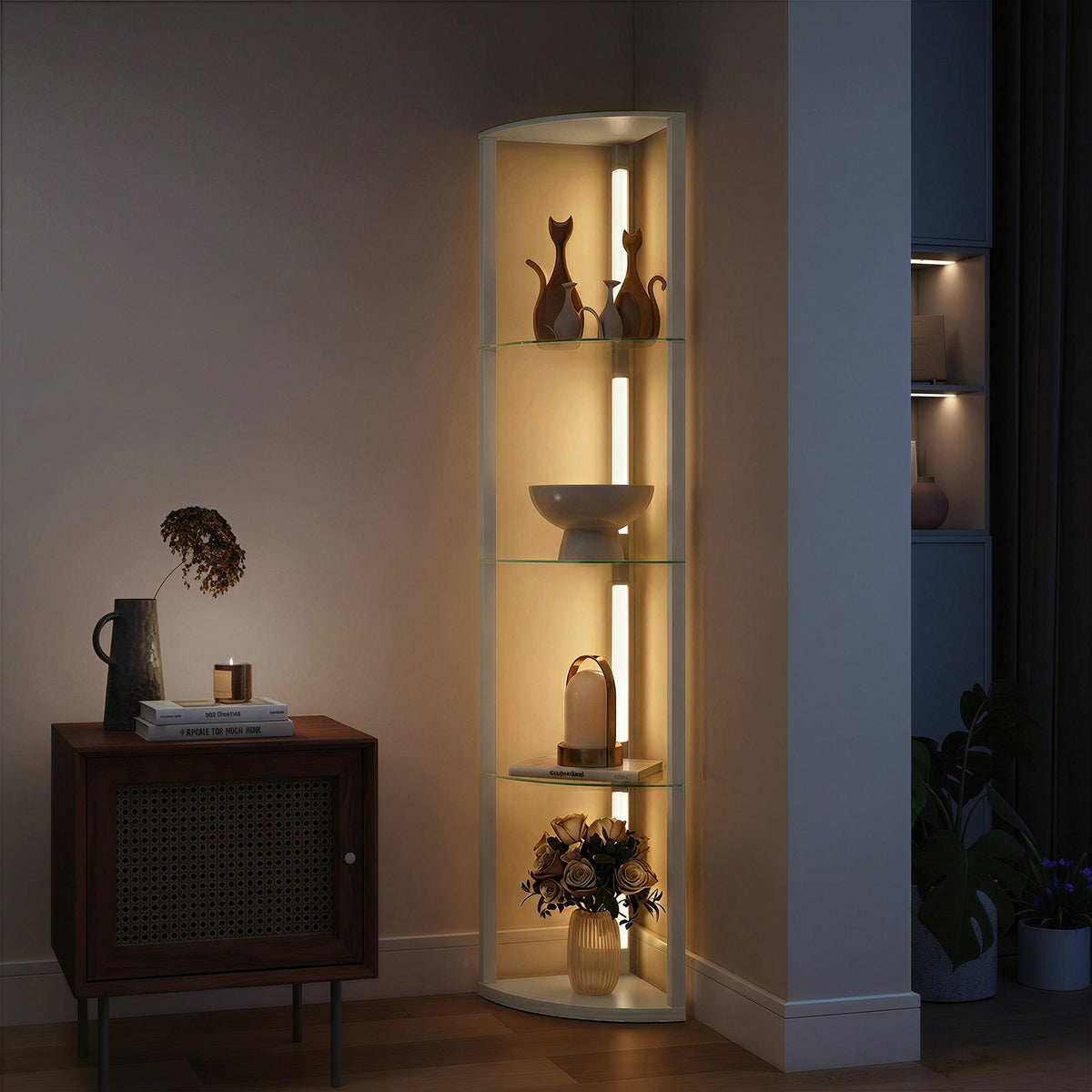 HOMCOM LED Floor Lamp with Shelves, Dimmable Standing Lamp with Foot Switch for Living Room, Bedroom, Grey