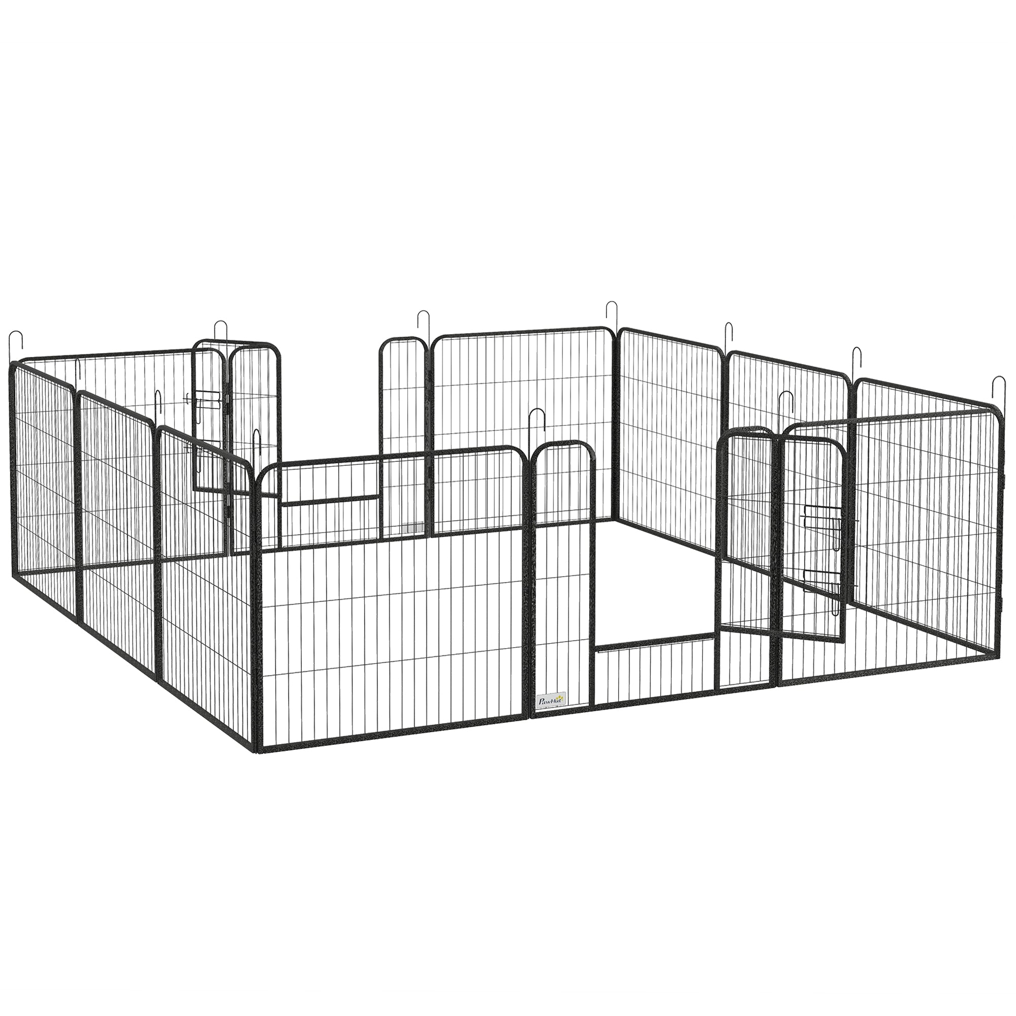 PawHut 12 Panels Heavy Duty Puppy Playpen, for Small Dogs, Indoor and Outdoor Use - Silver - North Peak Garden Furniture