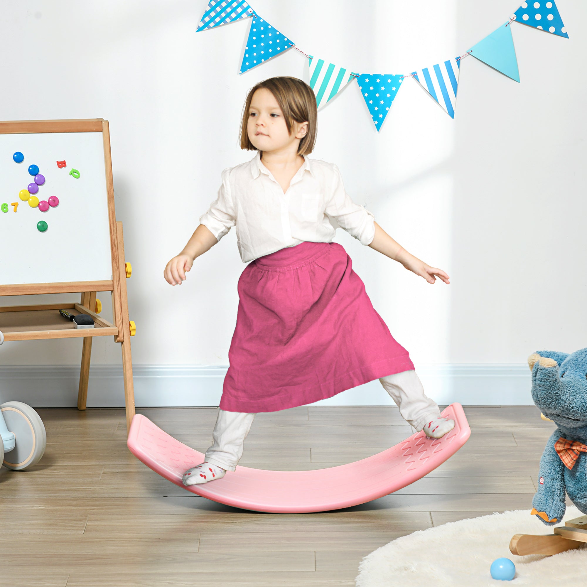 ZONEKIZ Balance Board, Kids Wobble board, for Ages 3-6 Years - Pink - North Peak Garden Furniture