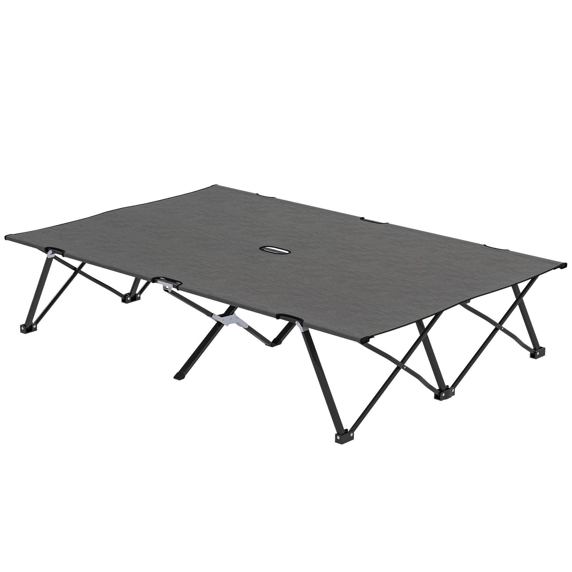 Outsunny Double Camping Cot Bed, with Bag - Charcoal Grey - North Peak Garden Furniture