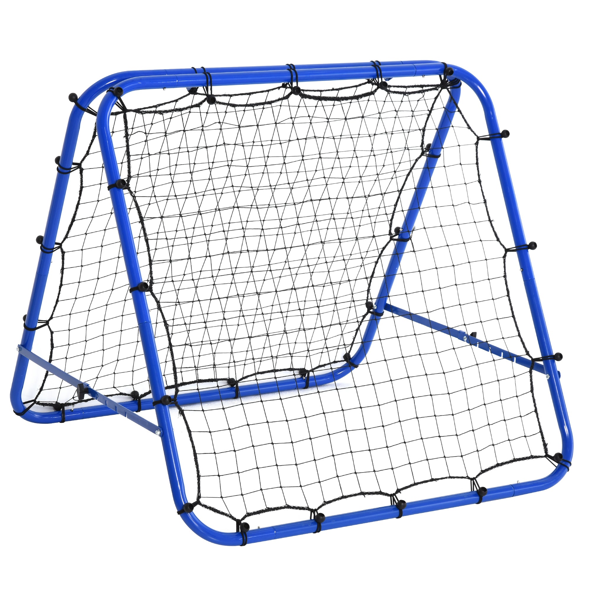 HOMCOM Double Sided Football Rebounder Net, Football Rebound Goal with 5 Adjustable Angles, Blue - North Peak Garden Furniture