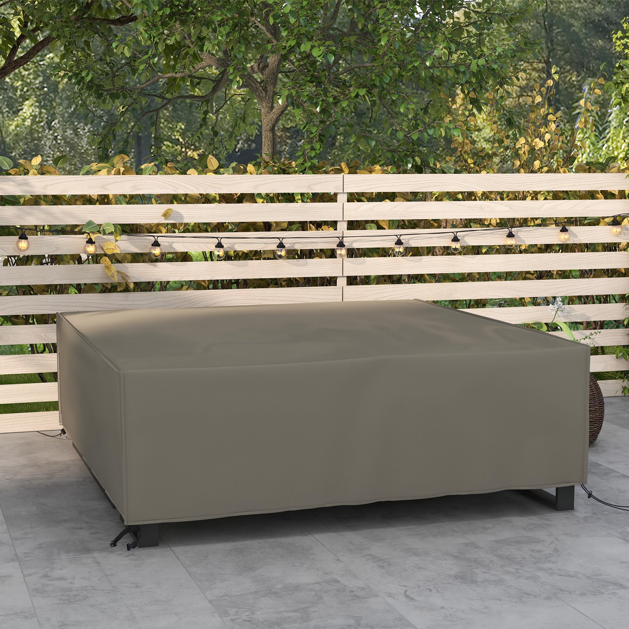 Outsunny Large Square Patio Garden Furniture Set Cover 600D Oxford Waterproof, 230 x 230 x 70cm, Grey - North Peak Garden Furniture