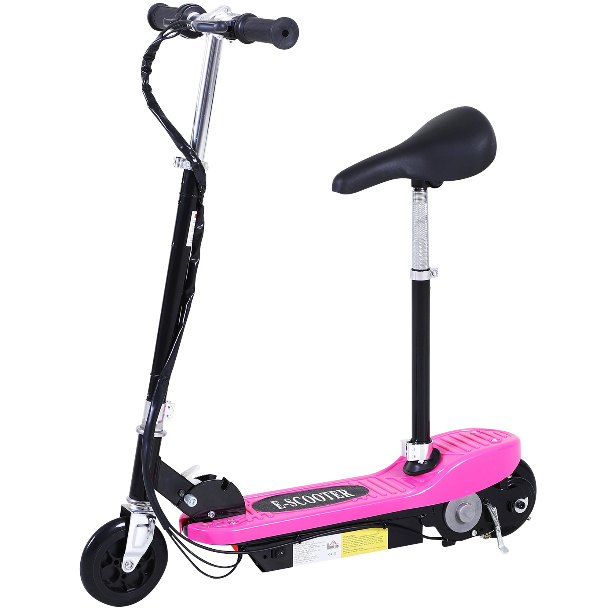 HOMCOM Foldable Electric Scooter Ride on for Kids 12V 120W W/Brake Kickstand-Pink - North Peak Garden Furniture