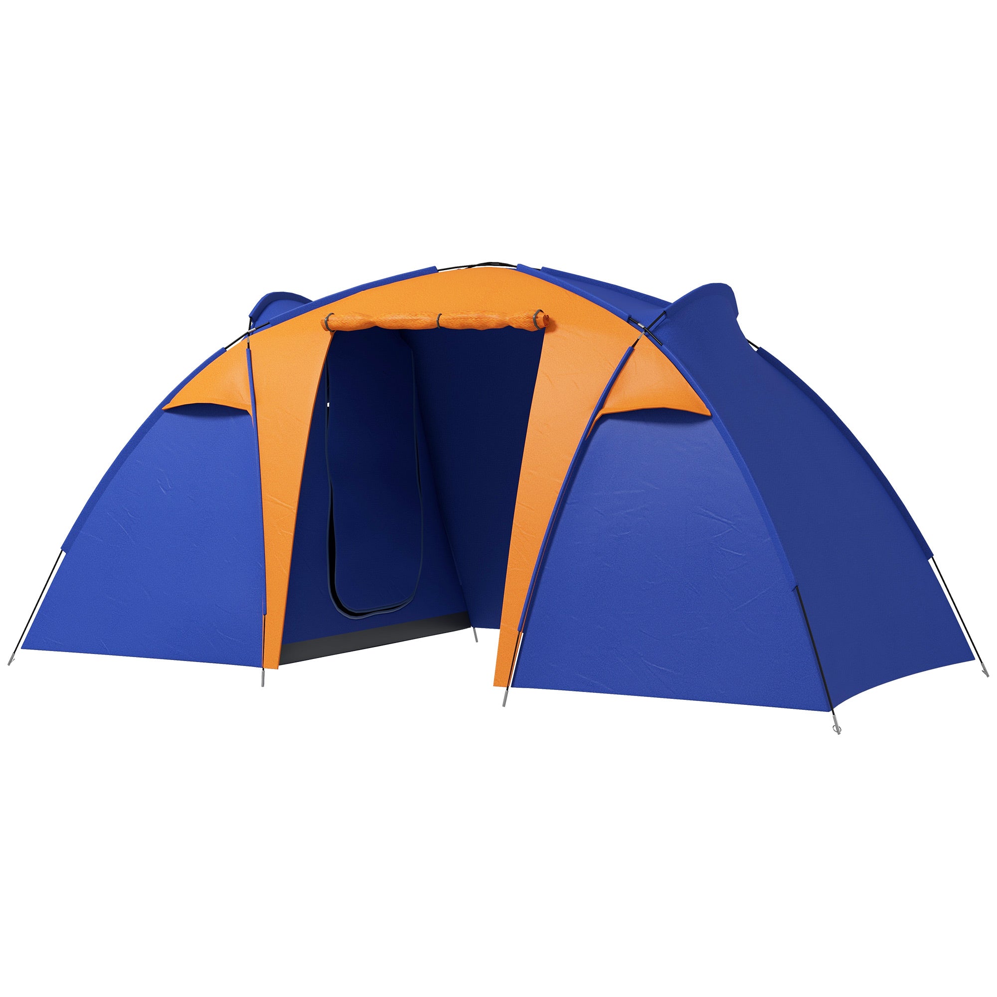Outsunny Camping Tent with 2 Bedroom, Living Area and Porch, 4-6 Man Large Tunnel Tent, 2000mm Waterproof, Portable with Bag - North Peak Garden Furniture