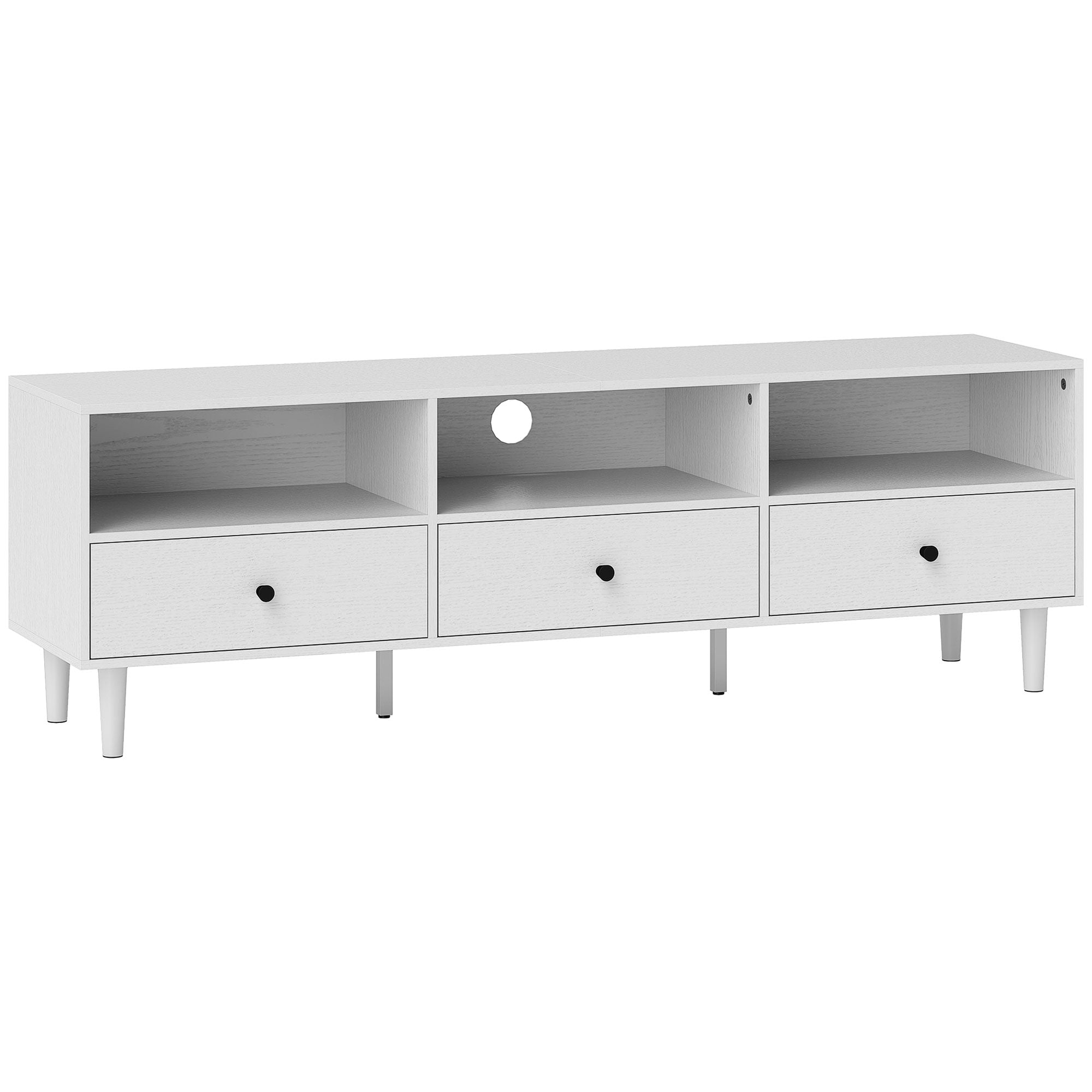 HOMCOM Multi-Storage Minimal TV Stand - White - North Peak Garden Furniture