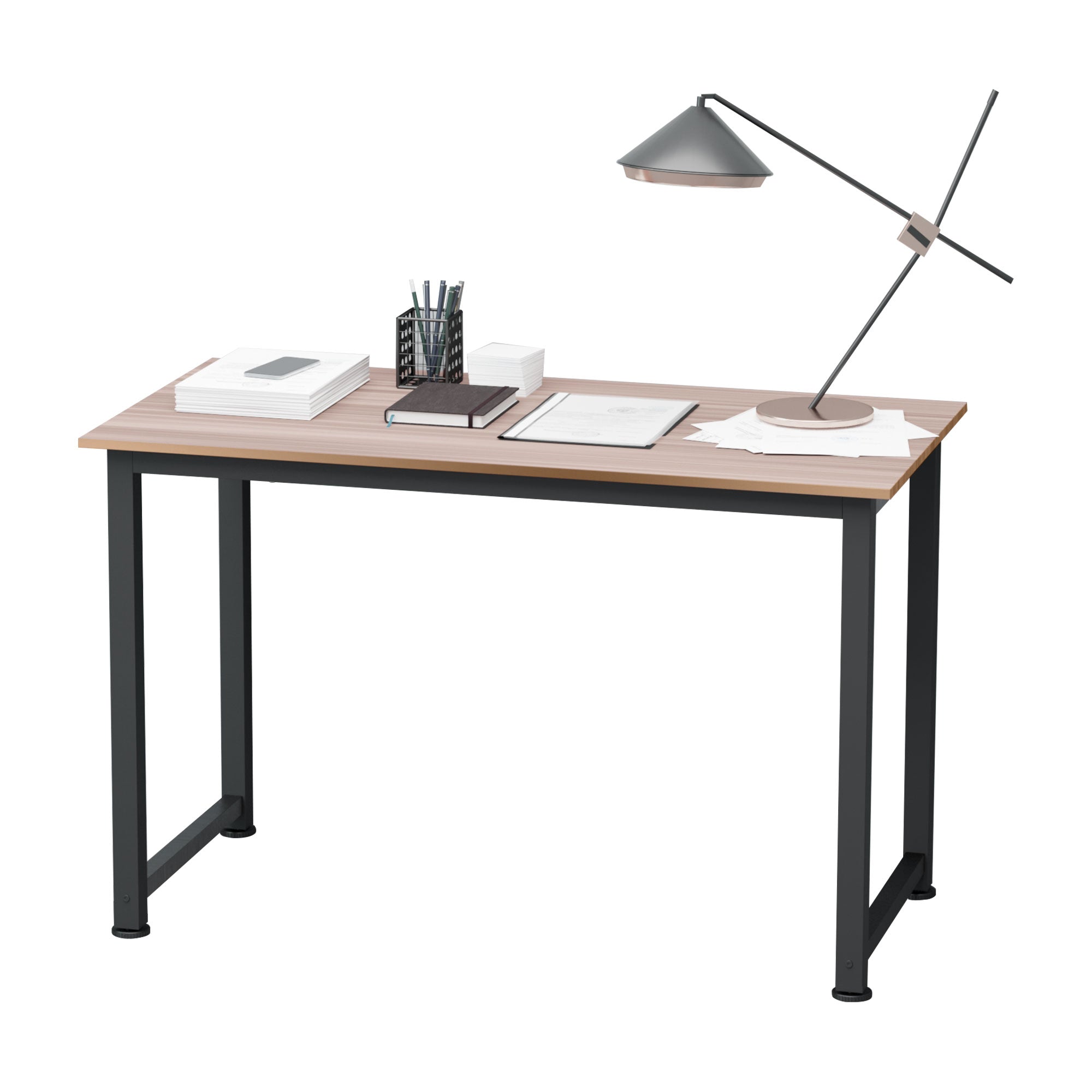HOMCOM Computer Desk, Writing Table, 120 x 60 x 76cm Workstation for Home Office, Study with Metal Frame, Simple Assembly, Black - North Peak Garden Furniture