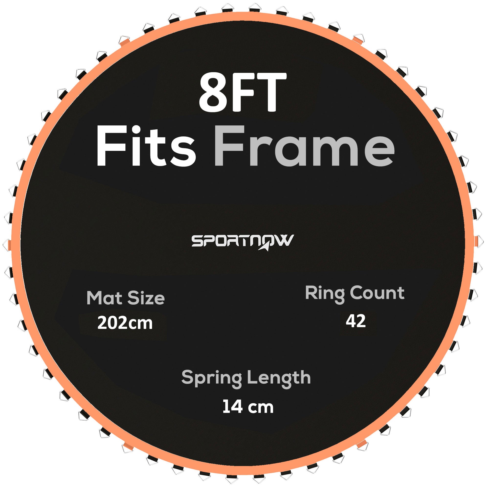 SPORTNOW Trampoline Replacement Mat with Spring Pull Tool, 42 V-Hooks, for 8ft Trampoline using 14cm Springs, Orange