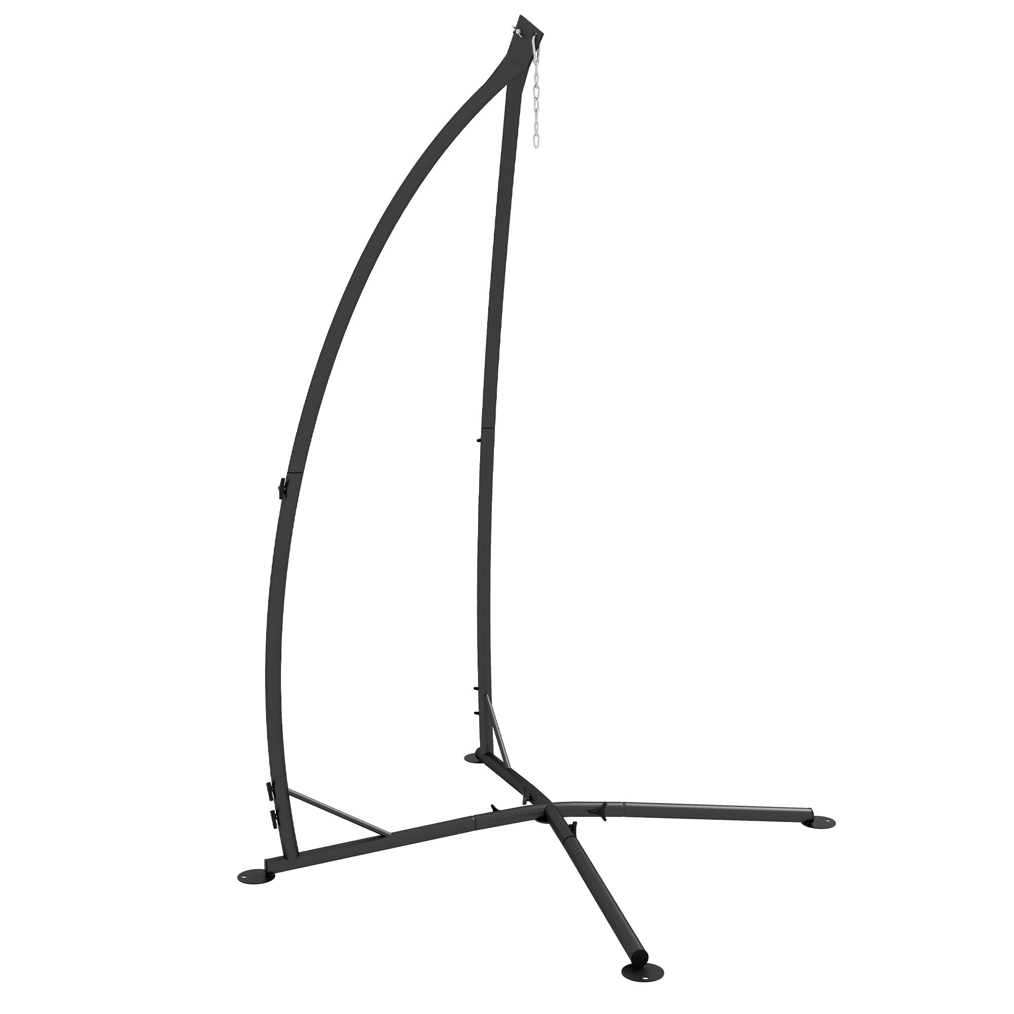 Outsunny Hammock Chair Stand, Hanging Heavy Duty Metal Frame Hammock Stand with Chain, for Hanging Hammock Air Porch Swing Chair, Egg Cahir, Indoor & Outdoor Use, Black - North Peak Garden Furniture