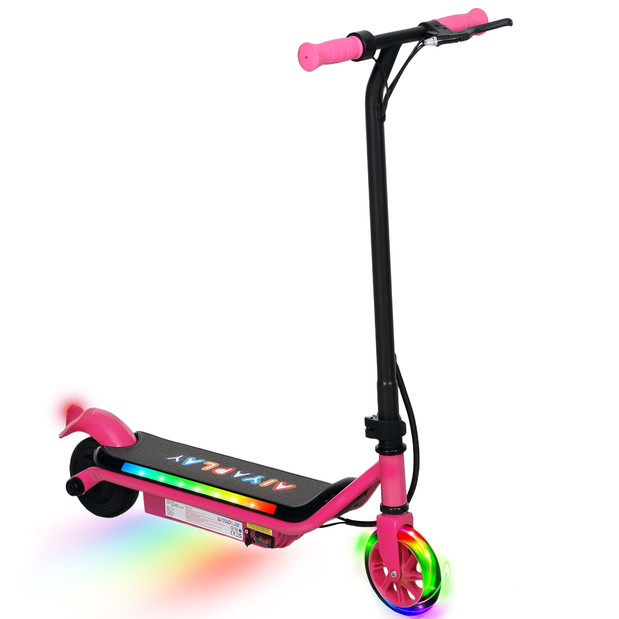 AIYAPLAY Electric Scooter for Kids Ages 6-14, with Dual Brakes, Flash Wheel and Colourful Light, Kids Electric Scooter E Scooter, Up to 12 KM/H & 10 KM, Pink - North Peak Garden Furniture
