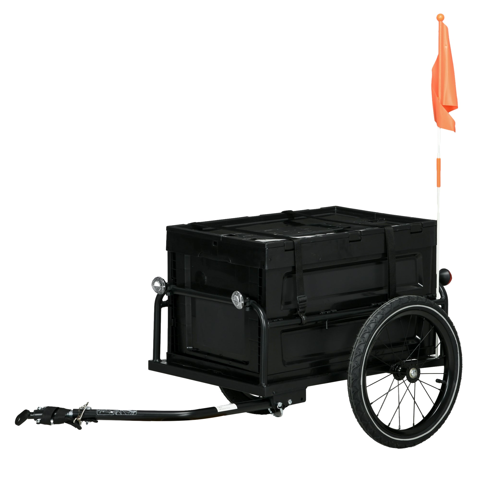 HOMCOM 65L Steel Frame Bike Trailer Storage Box - Black - North Peak Garden Furniture