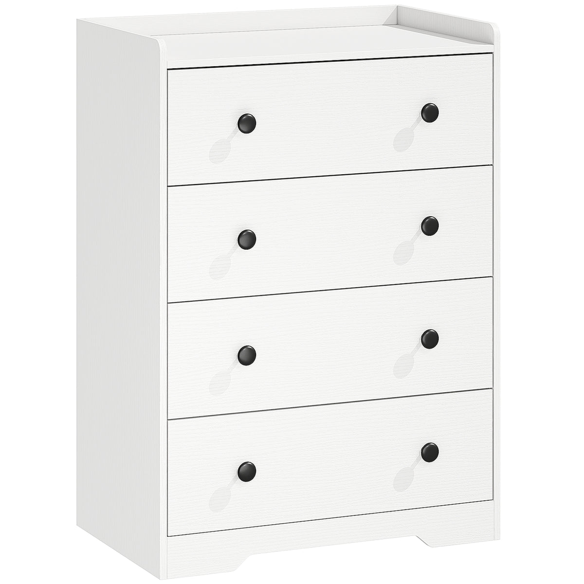 HOMCOM 4 Drawer Chest of Drawers, Modern Dresser for Bedroom, Storage Cabinet for Living Room Entryway, White Wood Effect
