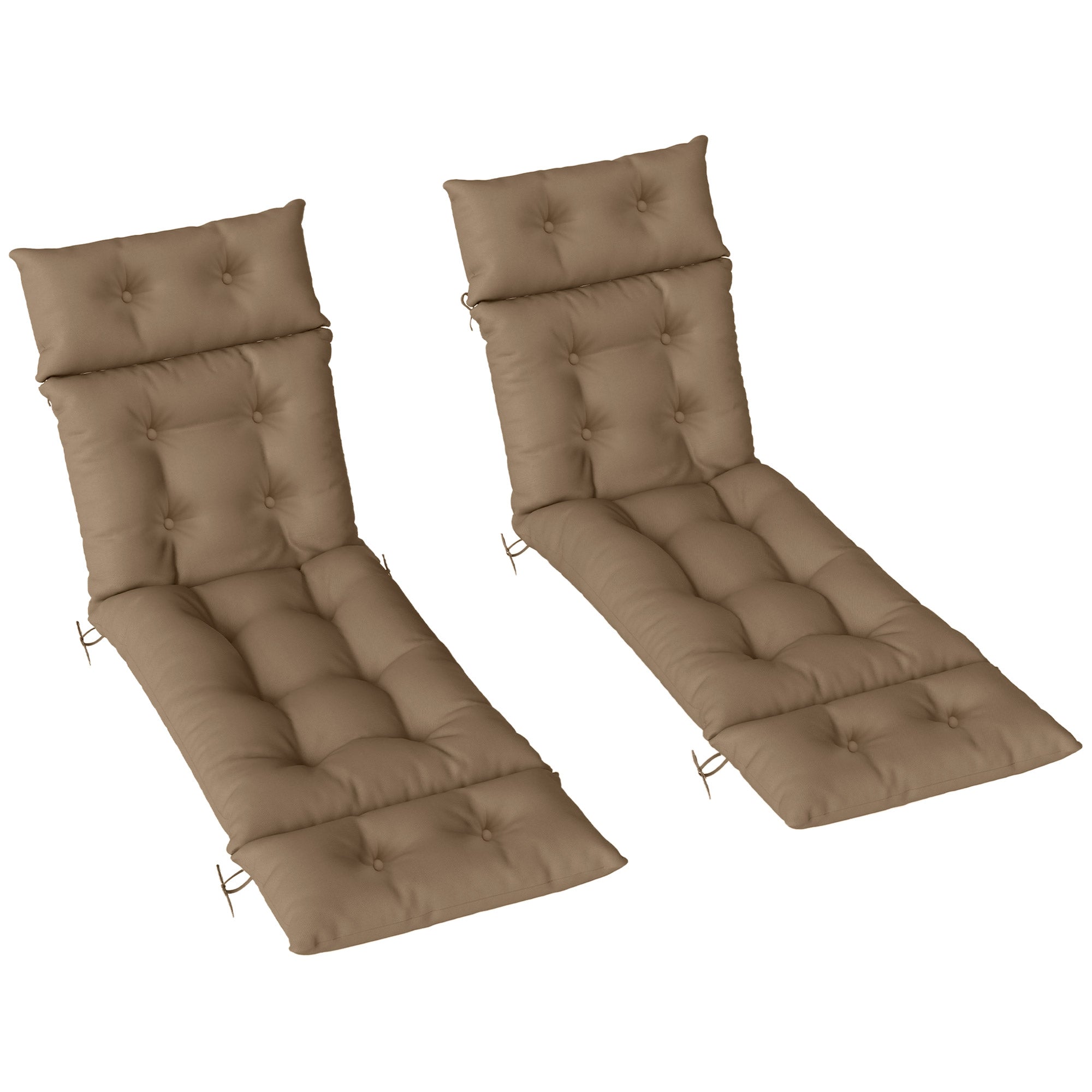 Outsunny Set of Two 190 x 56cm Sun Lounger Cushions - Khaki - North Peak Garden Furniture