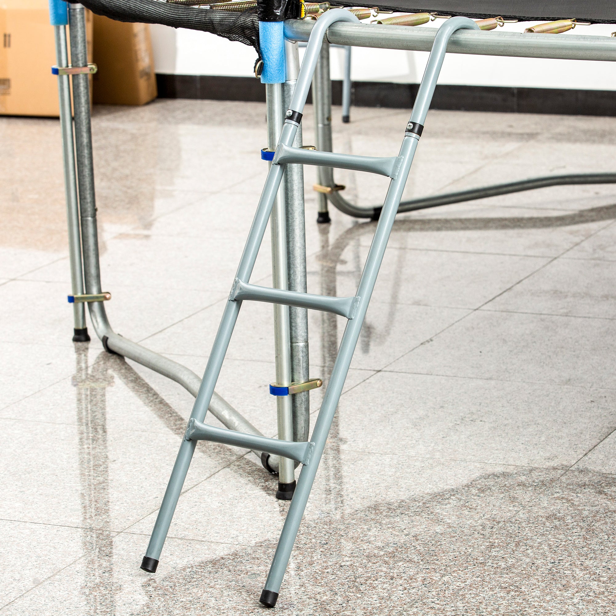 HOMCOM 12/14ft Trampoline Ladder Galvanized w/ Non-slip Mat - North Peak Garden Furniture