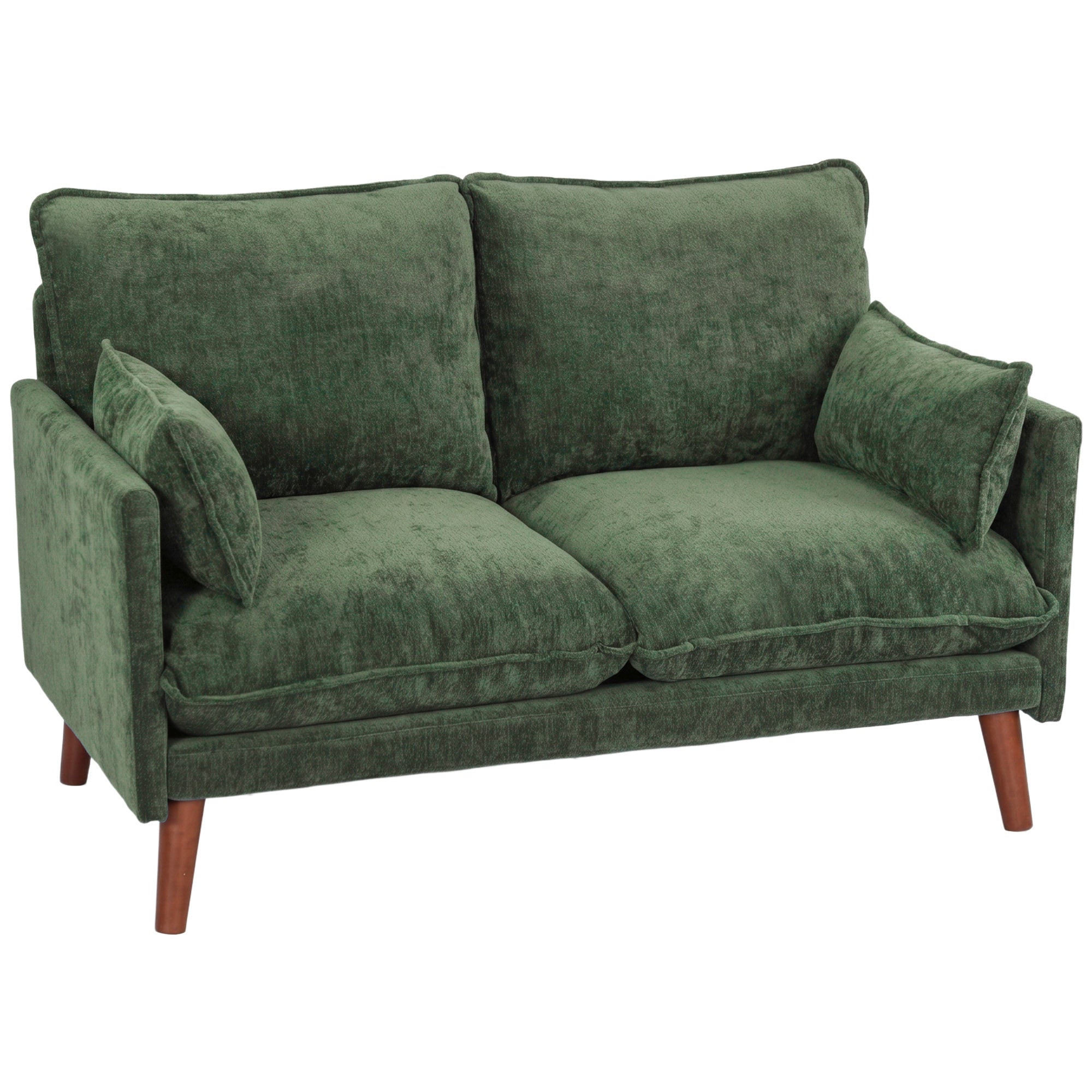 HOMCOM 2 Seater Sofa, Loveseat Sofa with Spring Cushions, Wide and Deep Seat, Wood Legs, Green