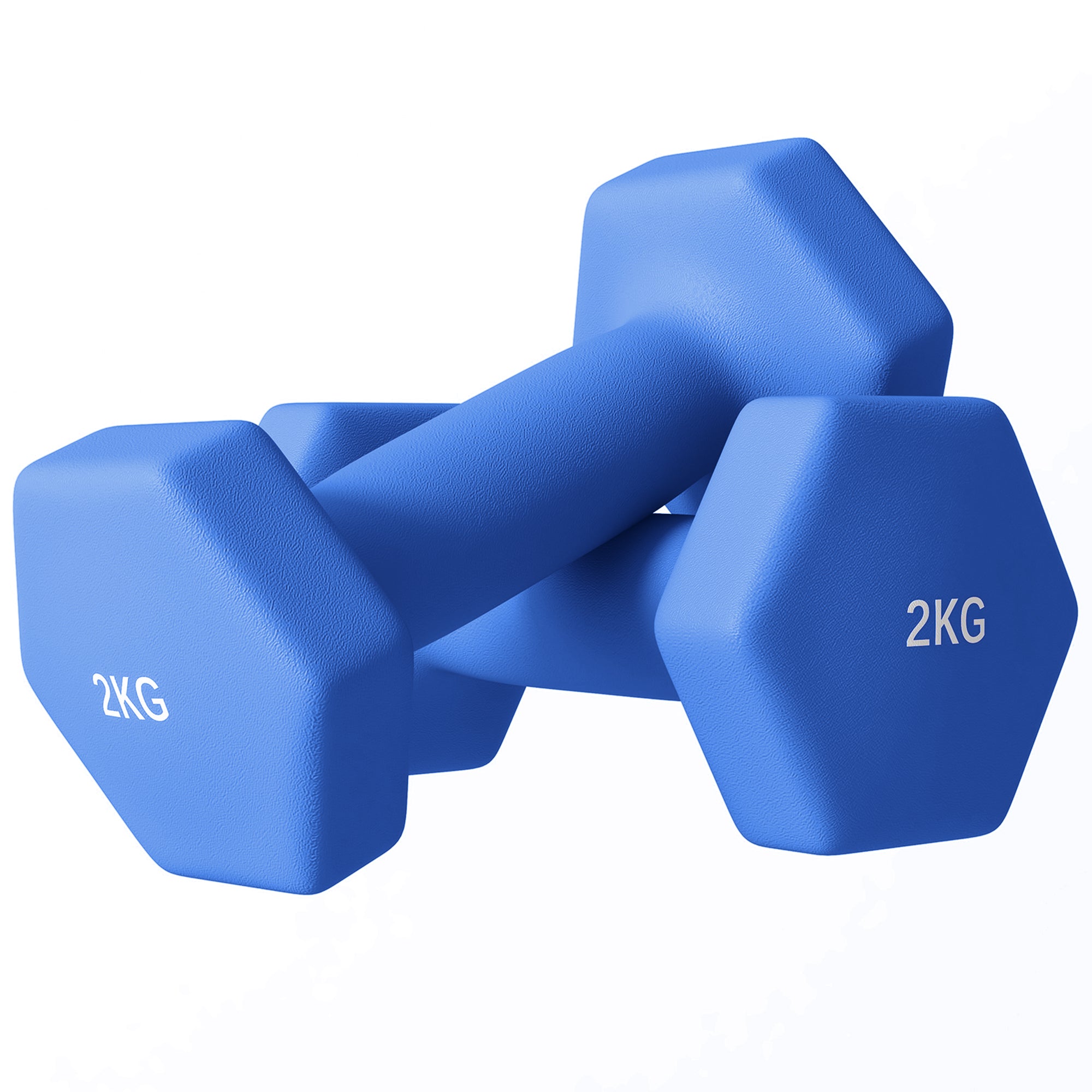 SPORTNOW 2 x 2kg Hexagonal Dumbbells Weights Set with Non-Slip Grip for Home Gym Workout, Blue - North Peak Garden Furniture