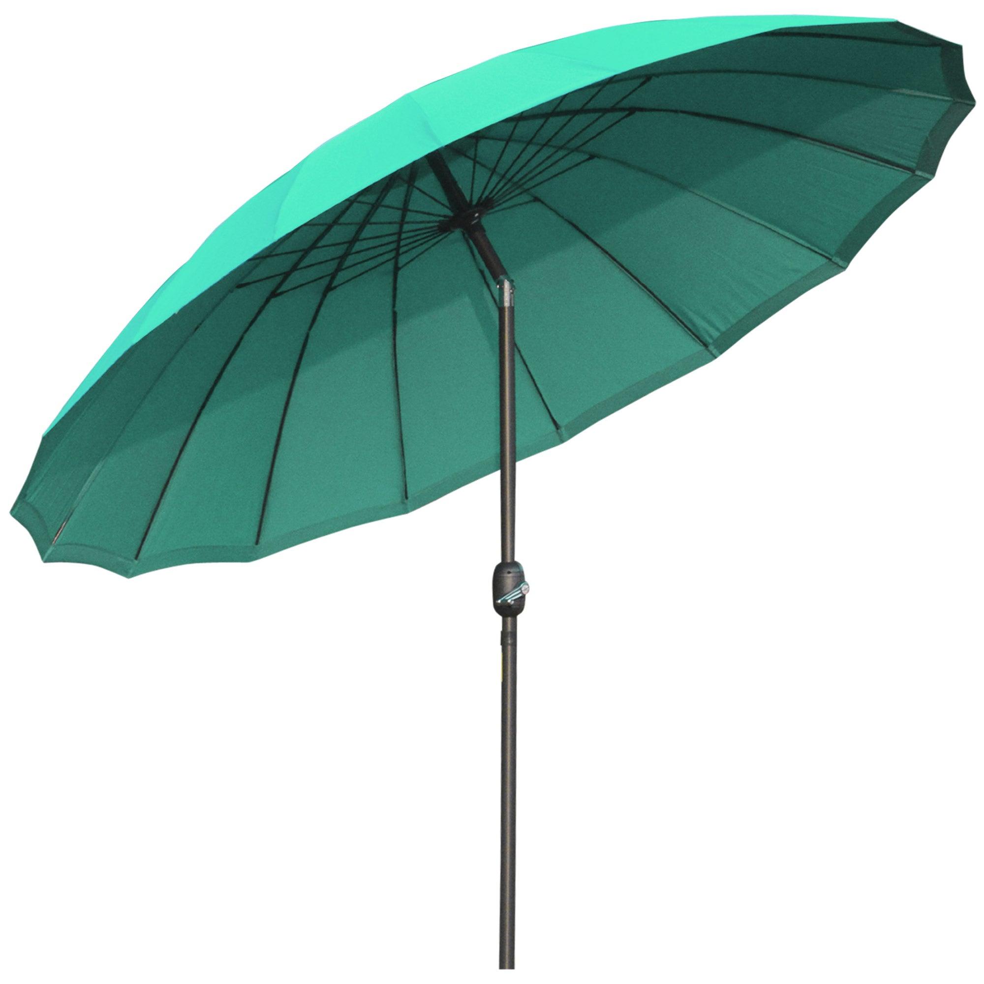 Outsunny 2.5m Shanghai Garden Parasol Umbrella with Crank & Tilt, Adjustable Outdoor Sun Shade, Green - North Peak Garden Furniture