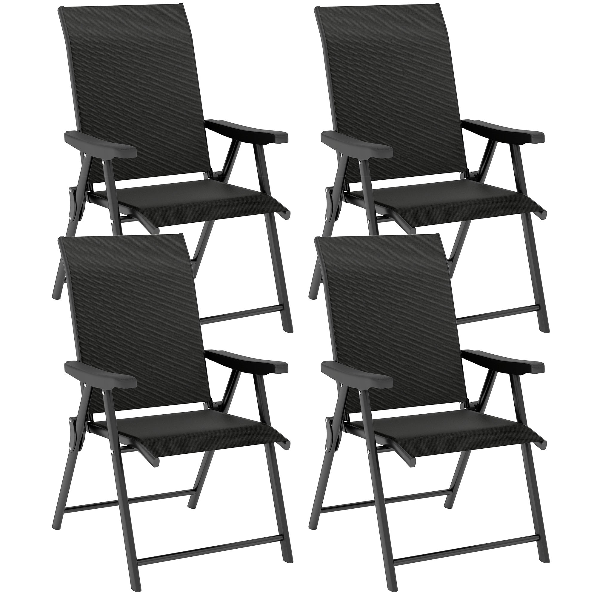 Outsunny Set of Four Folding Outdoor Chairs - Black - North Peak Garden Furniture