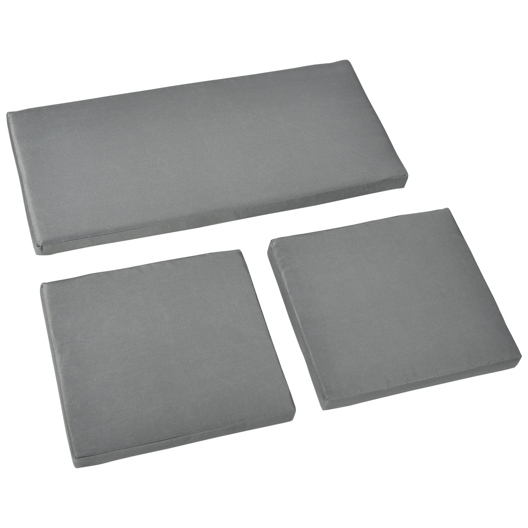 Outsunny Outdoor Seat Cushion Pads for Rattan Furniture, 3 PCs Garden Furniture Cushions, Dark Grey - North Peak Garden Furniture