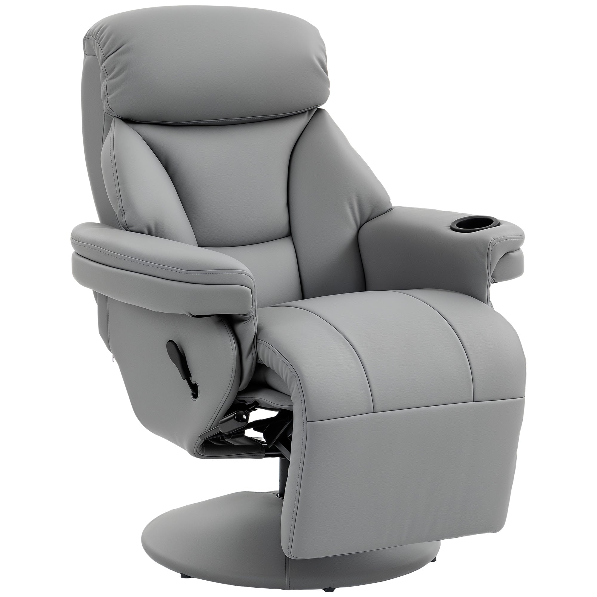 HOMCOM Upholstered Reclining Armchair, Manual Recliner Chair with Footrest and Adjustable Backrest, Grey