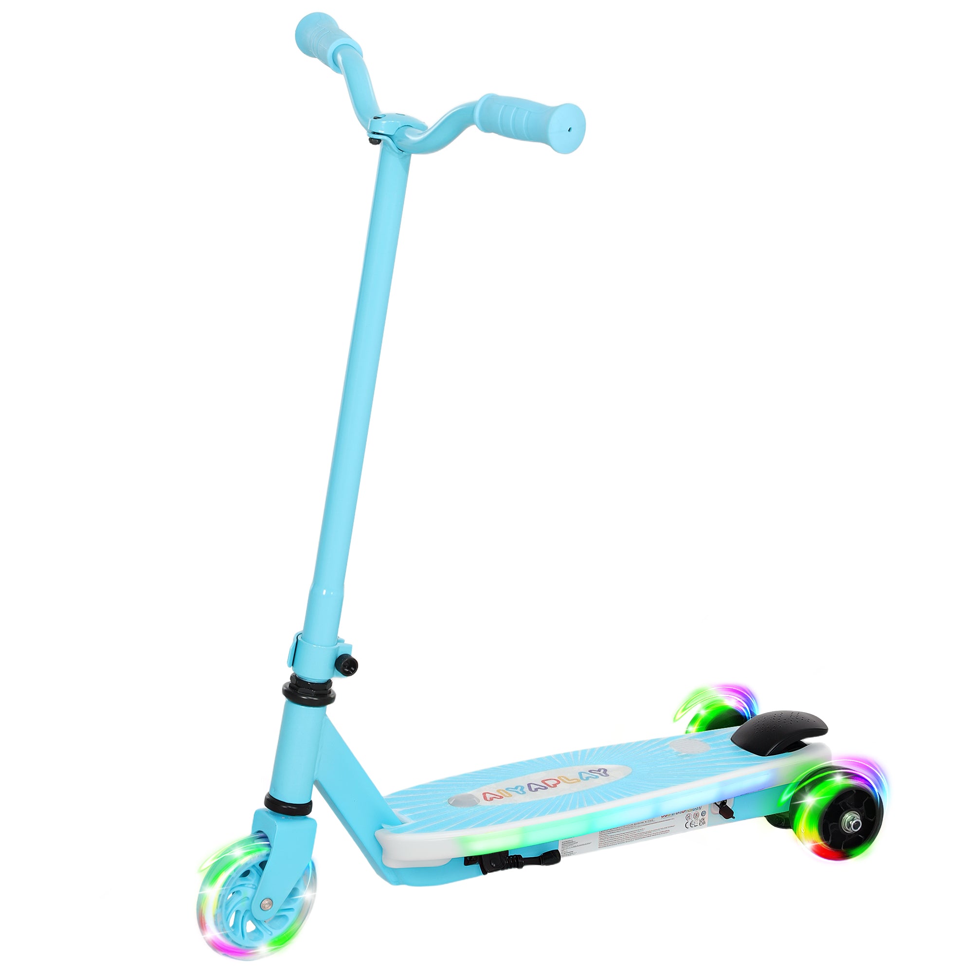 AIYAPLAY Electric Scooter for Kids Ages 4-7, with Auxiliary Rear Wheels, Flashing LED Light and Electric Brake, Kids Electric Scooter for Boys Girls, 6 KM/H & 8 KM, Blue - North Peak Garden Furniture