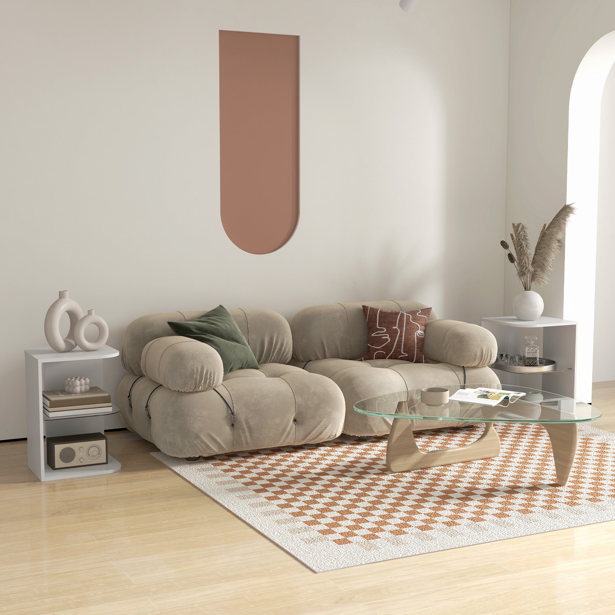 HOMCOM Modern Side Table Set of 2, Three Layer Bedside Table Nightstand with 2 Storage Shelves, for Living room, Bedroom, White - North Peak Garden Furniture