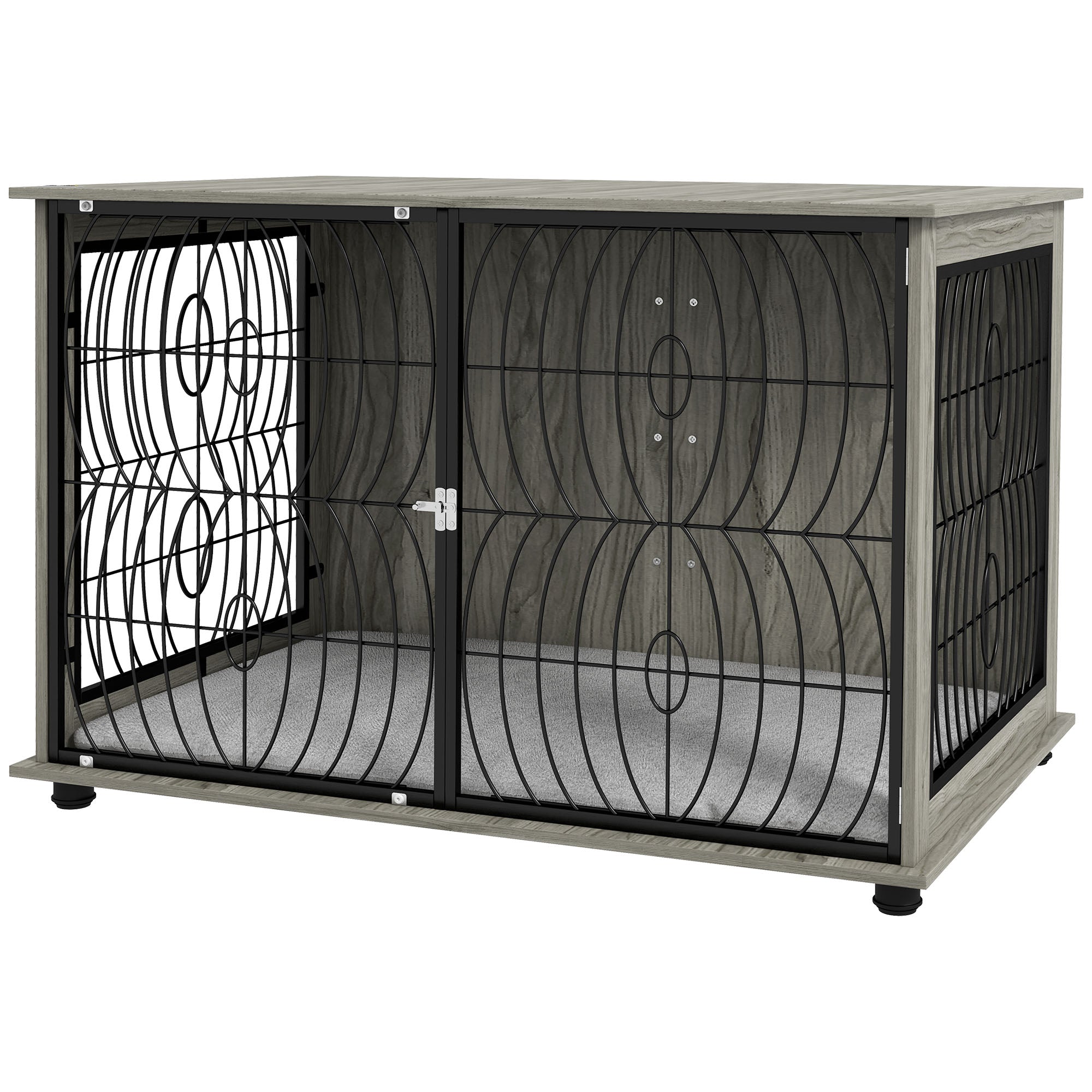 PawHut Dog Crate Furniture End Table w/ Plush Washable Cushion, Lockable Door, for Extra Large Dogs - North Peak Garden Furniture