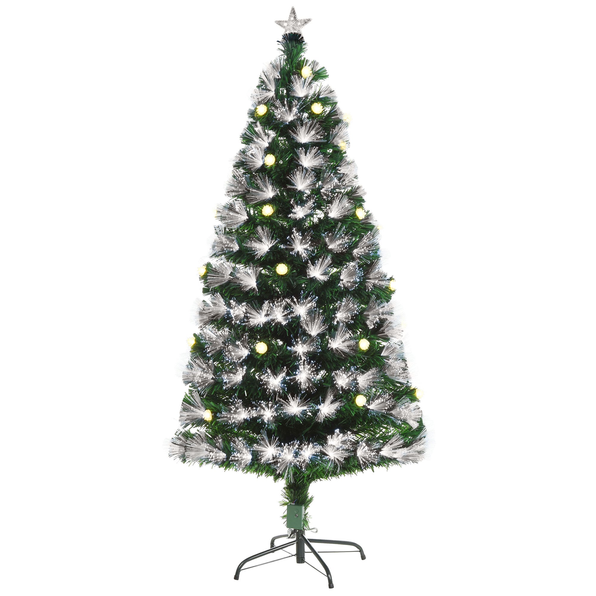 HOMCOM 5ft White Light Artificial Christmas Tree w/ 180 LEDs Star Topper Tri-Base Full Bodied Seasonal Decoration Pre-Lit Home - North Peak Garden Furniture