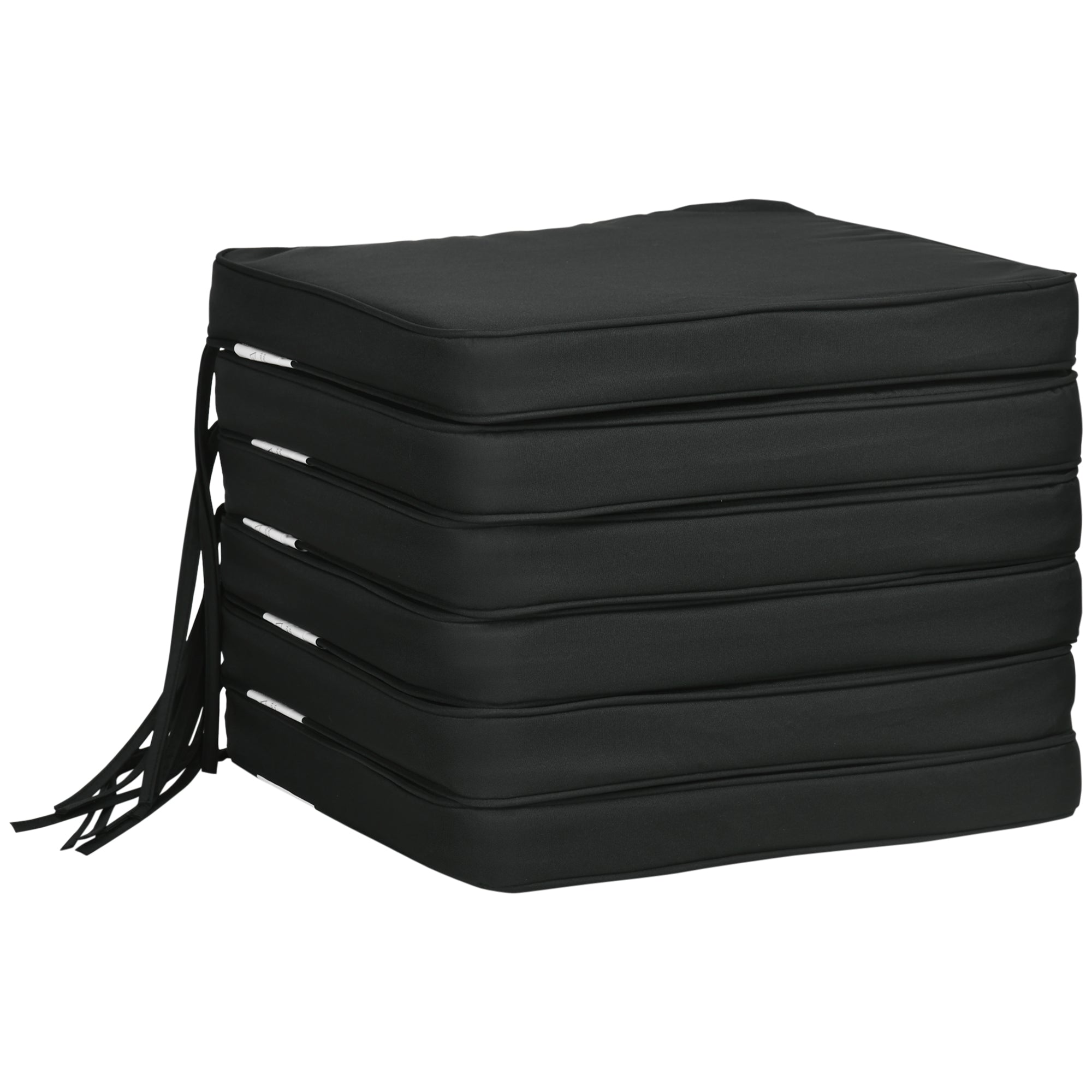 Outsunny Set of 6 Chair Cushion Seat Pads Dining Chair w/ Straps Indoor Outdoor Removable Tie On Garden Patio, Black