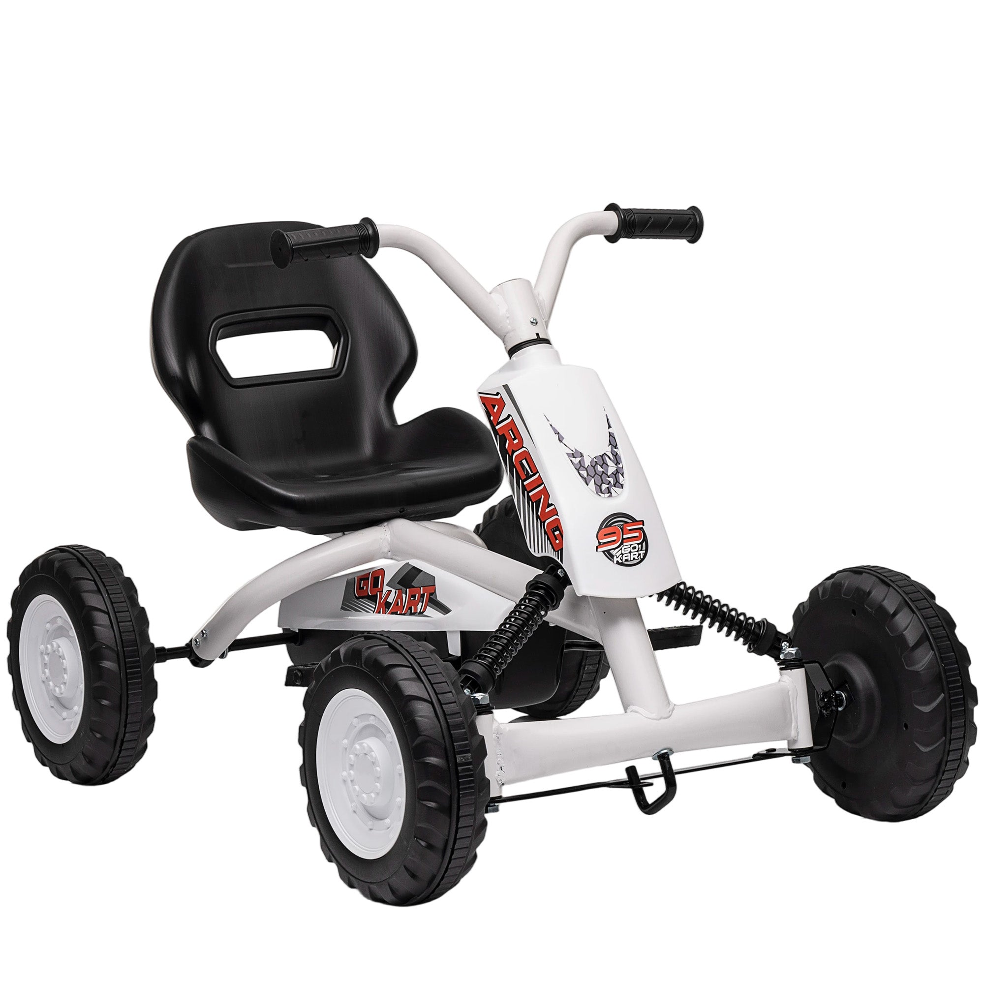 AIYAPLAY Kids Pedal Go Kart with Steel Frame, Sporty Design, for Ages 2-5 Years, White