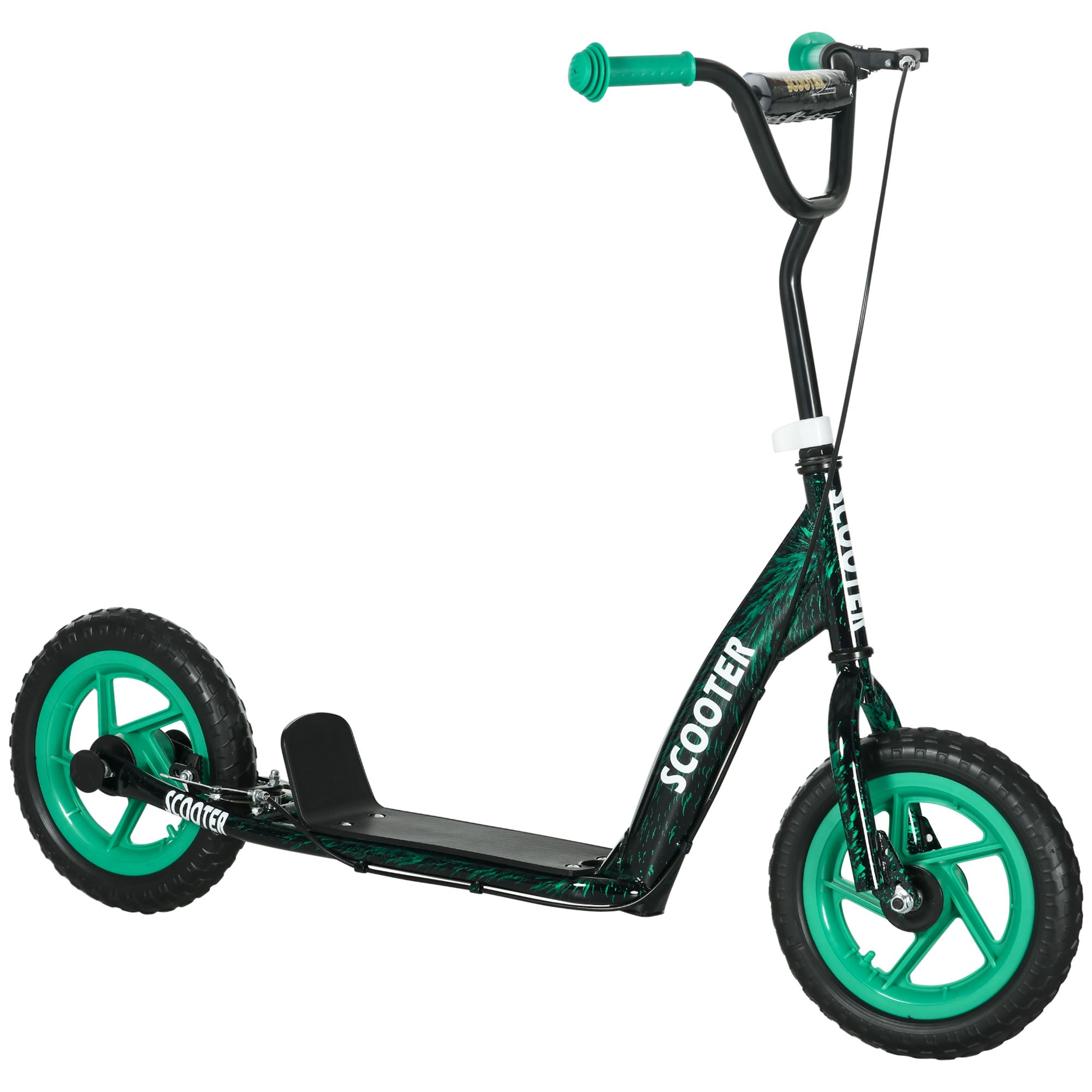 AIYAPLAY Kids Scooter with Adjustable Handlebar, Children's Kick Scooter with Non-slip Footplate, Rear Brake, Kickstand, Green - North Peak Garden Furniture