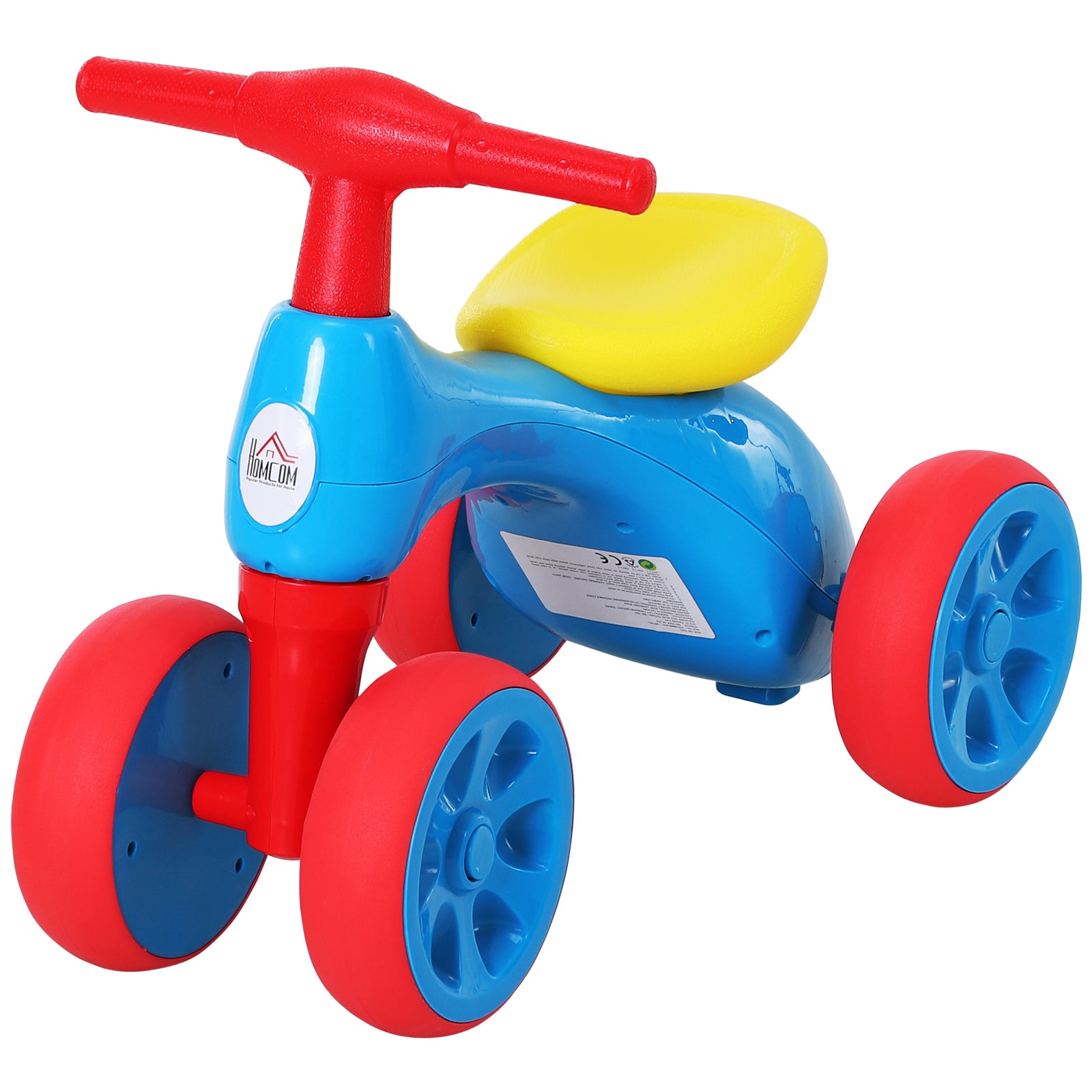 HOMCOM Baby Balance Bike Toddler Training Walker Smooth Rubber Wheels Ride on Toy Storage Bin Gift for Boys Girls Blue Red - North Peak Garden Furniture