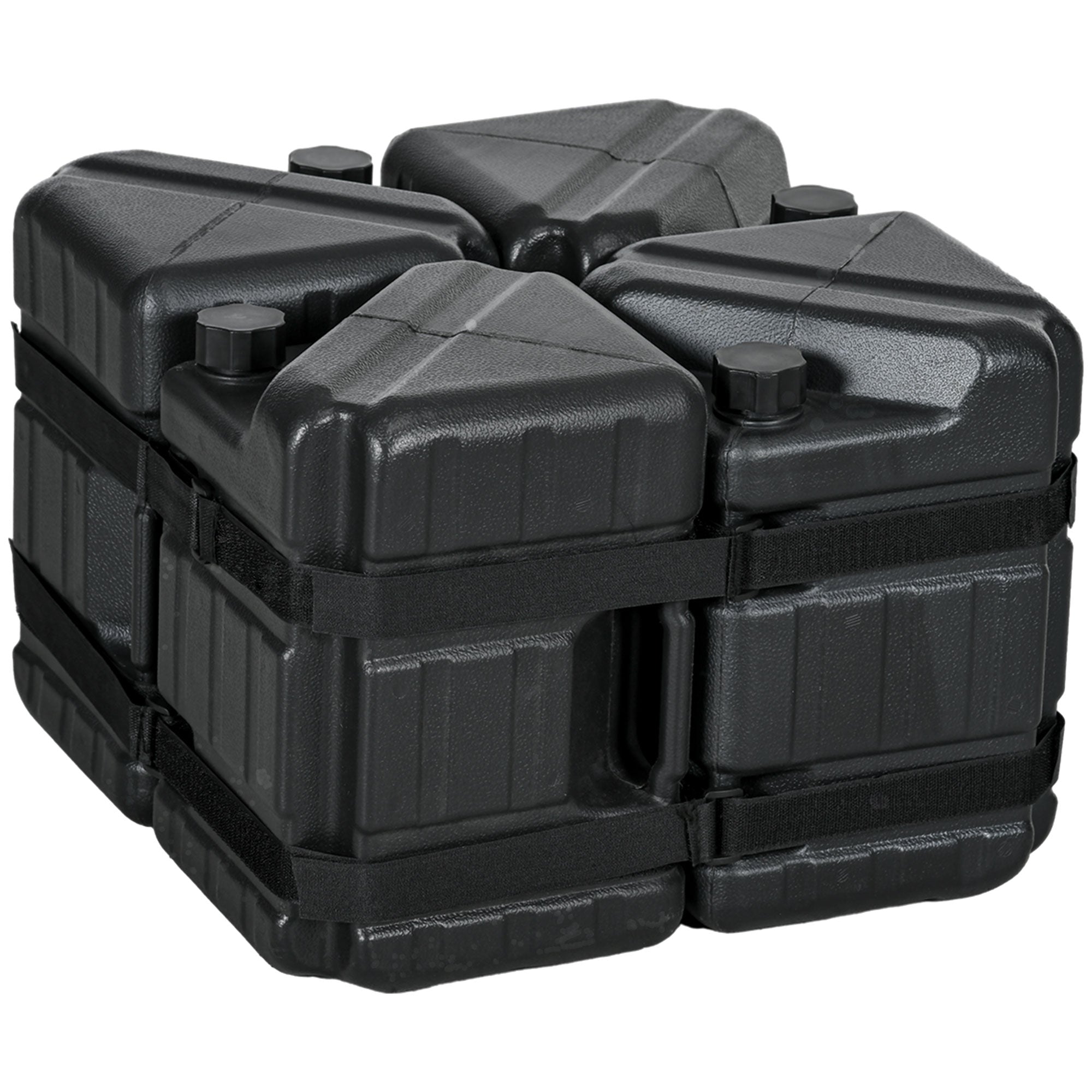 Outsunny HDPE Gazebo Weights Set of 4, Water or Sand Filled Weights for Gazebo Legs, with Built-in Handles and Secure Straps - North Peak Garden Furniture