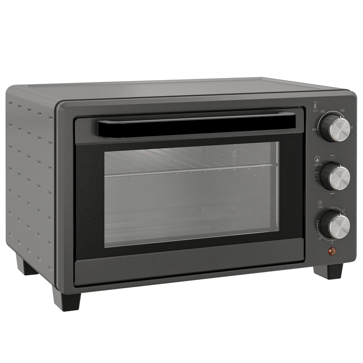 HOMCOM Mini Oven, 21L Countertop Electric Grill, Toaster Oven with Adjustable Temperature, Timer, Baking Tray and Wire Rack, 1400W, Grey