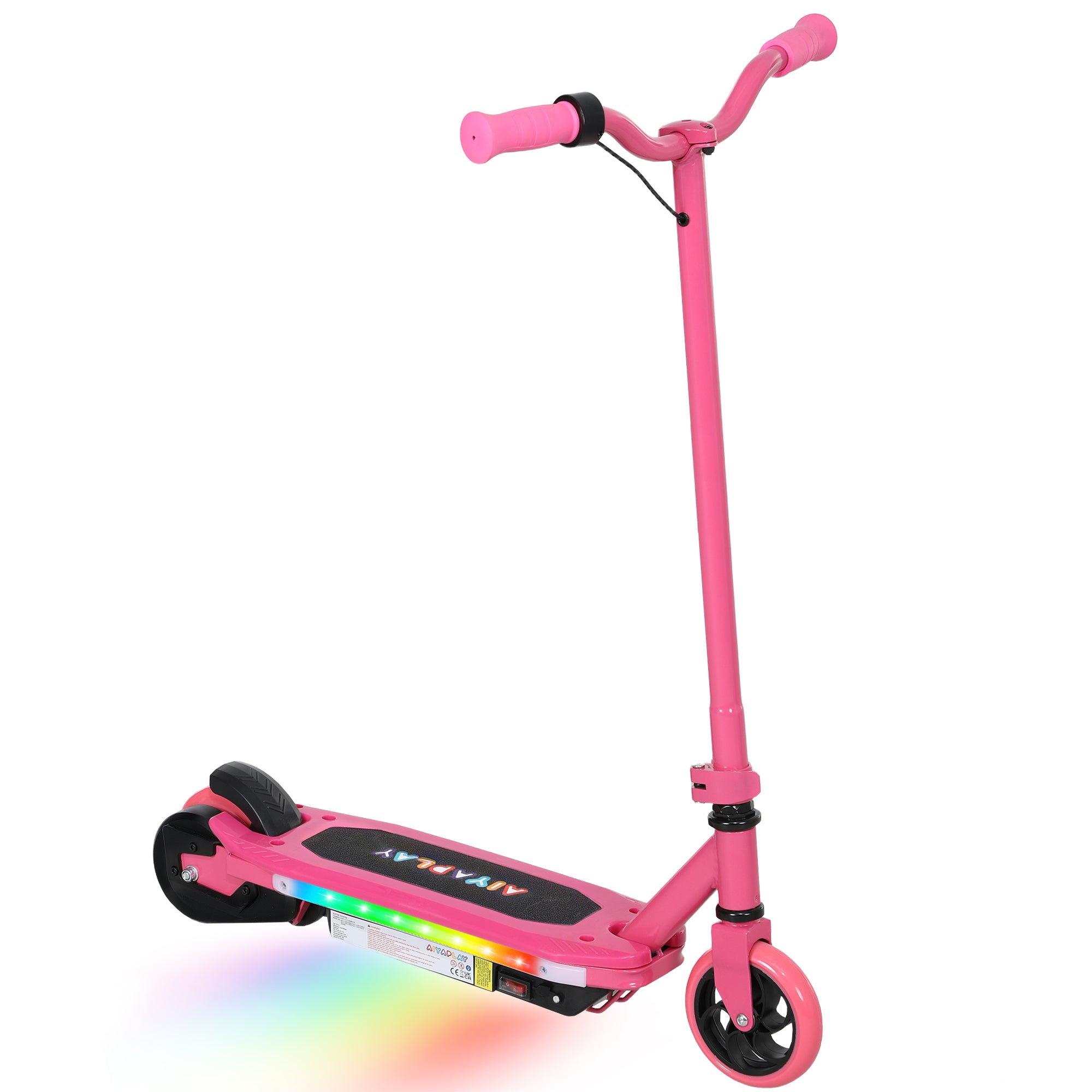 AIYAPLAY Electric Scooter for Ages 6-14, with Colourful Light and Electric Brake, Electric Scooter E Scooter, Up to 10 KM/H & 8 KM, Pink - North Peak Garden Furniture