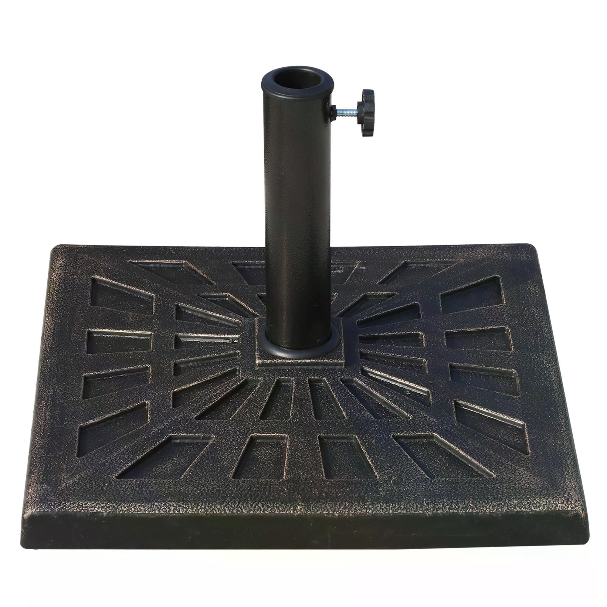 Outsunny 15kg Resin Durable Patterned Colophony Garden Patio Square Umbrella Stand Base Stand Bronze - North Peak Garden Furniture