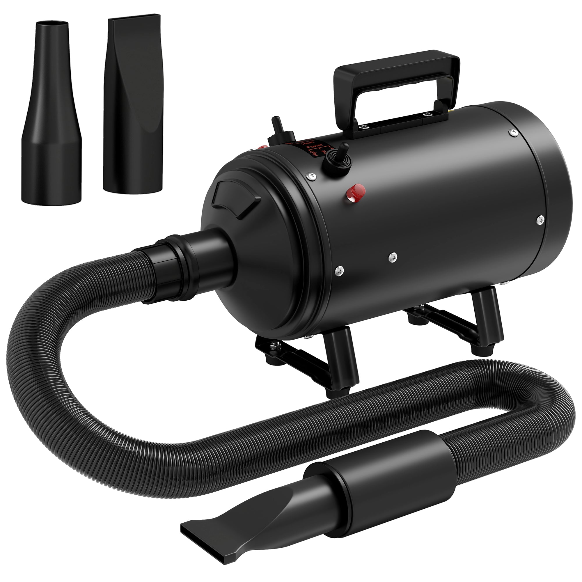 PawHut 2200W Dog Hair Dryer with Adjustable Temperature & Velocity, 3 Different Nozzles, Black - North Peak Garden Furniture