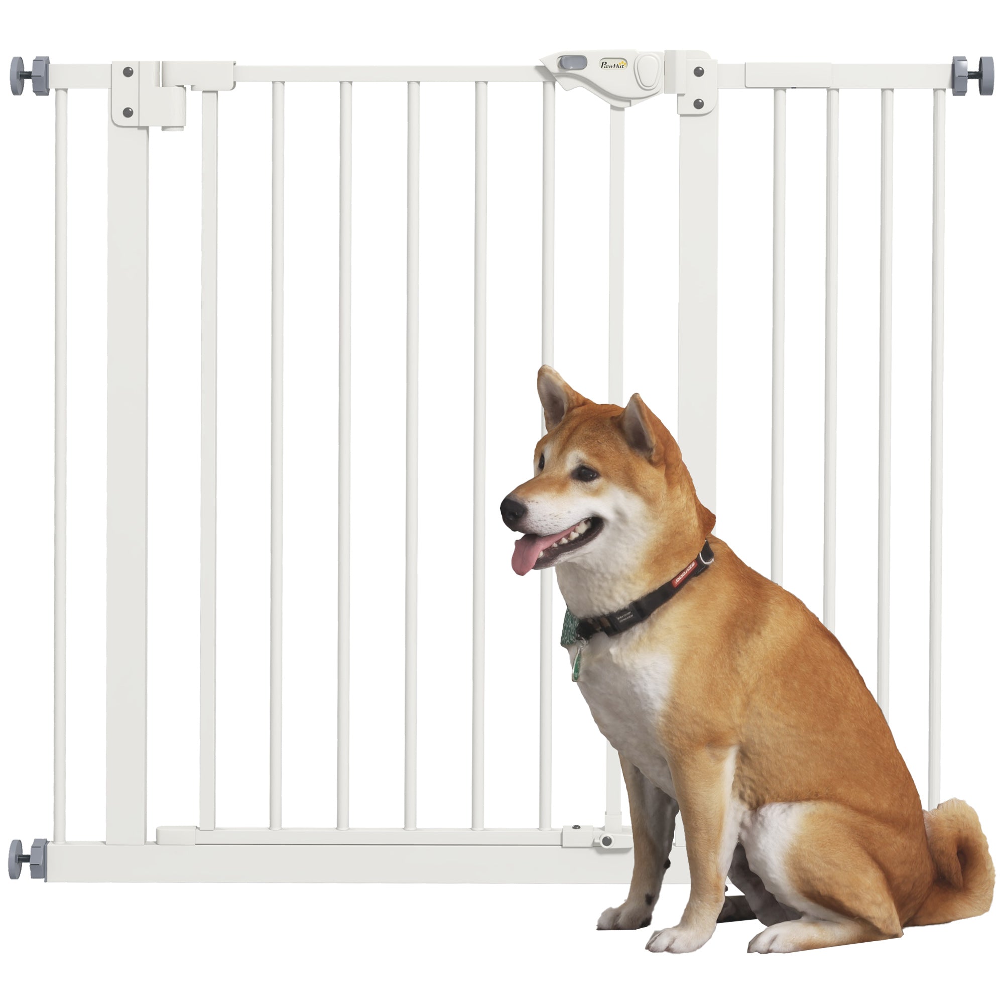 PawHut Metal 74-94cm Wide Adjustable Dog Gate White - North Peak Garden Furniture